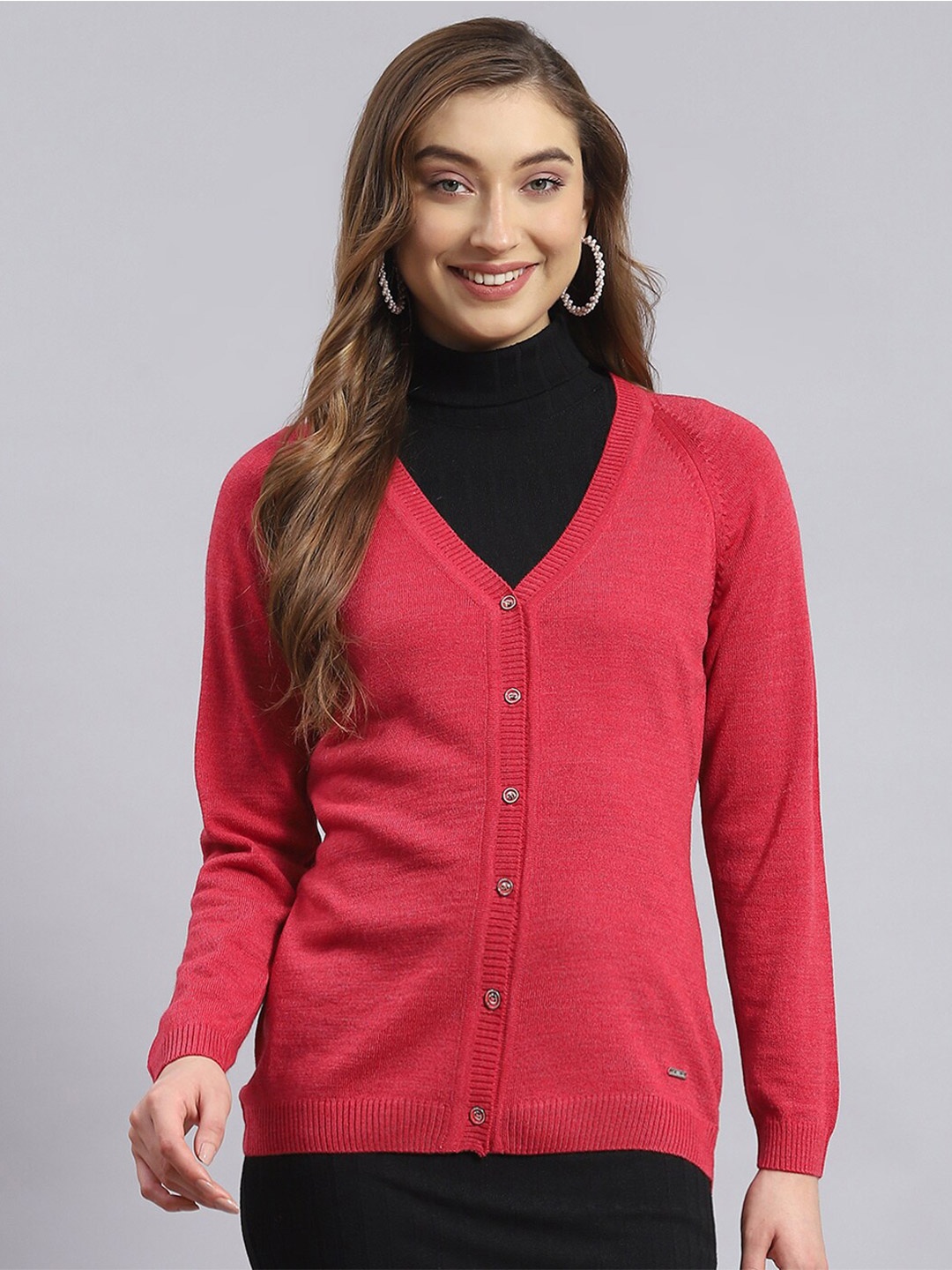

Monte Carlo V-Neck Woollen Cardigan, Red