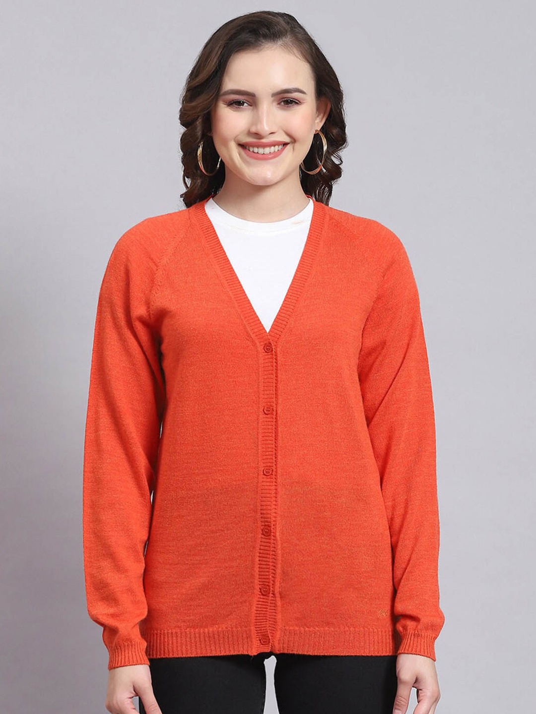 

Monte Carlo V-Neck Cardigan Sweater, Orange