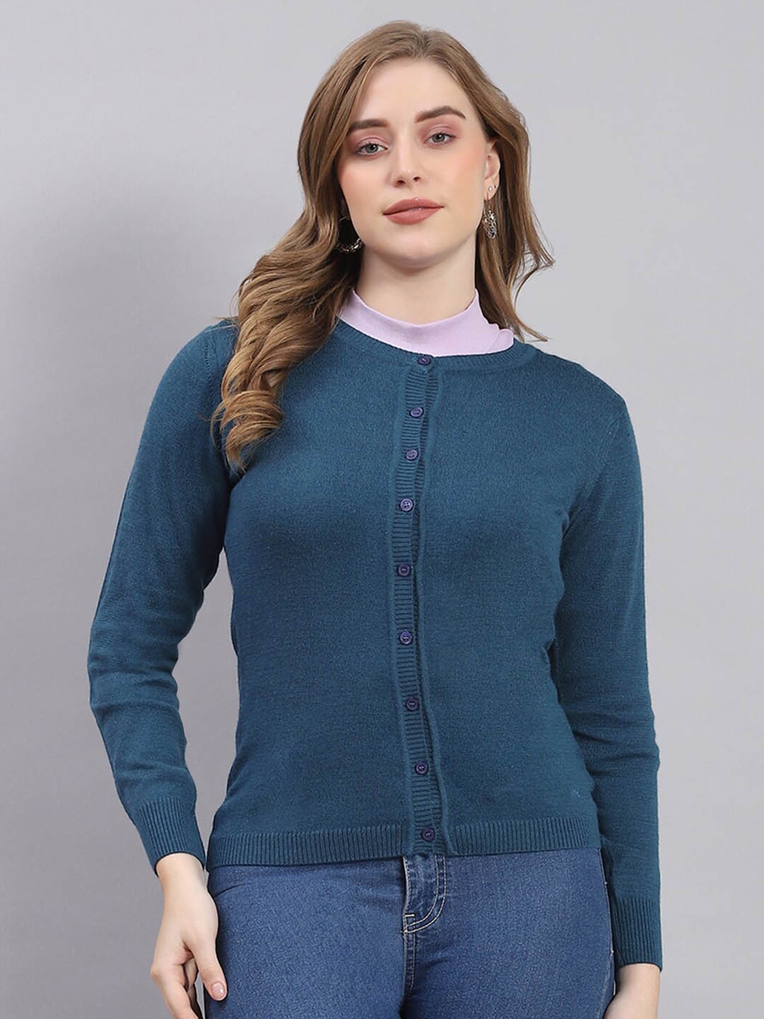 

Monte Carlo Round Neck Cardigan, Teal