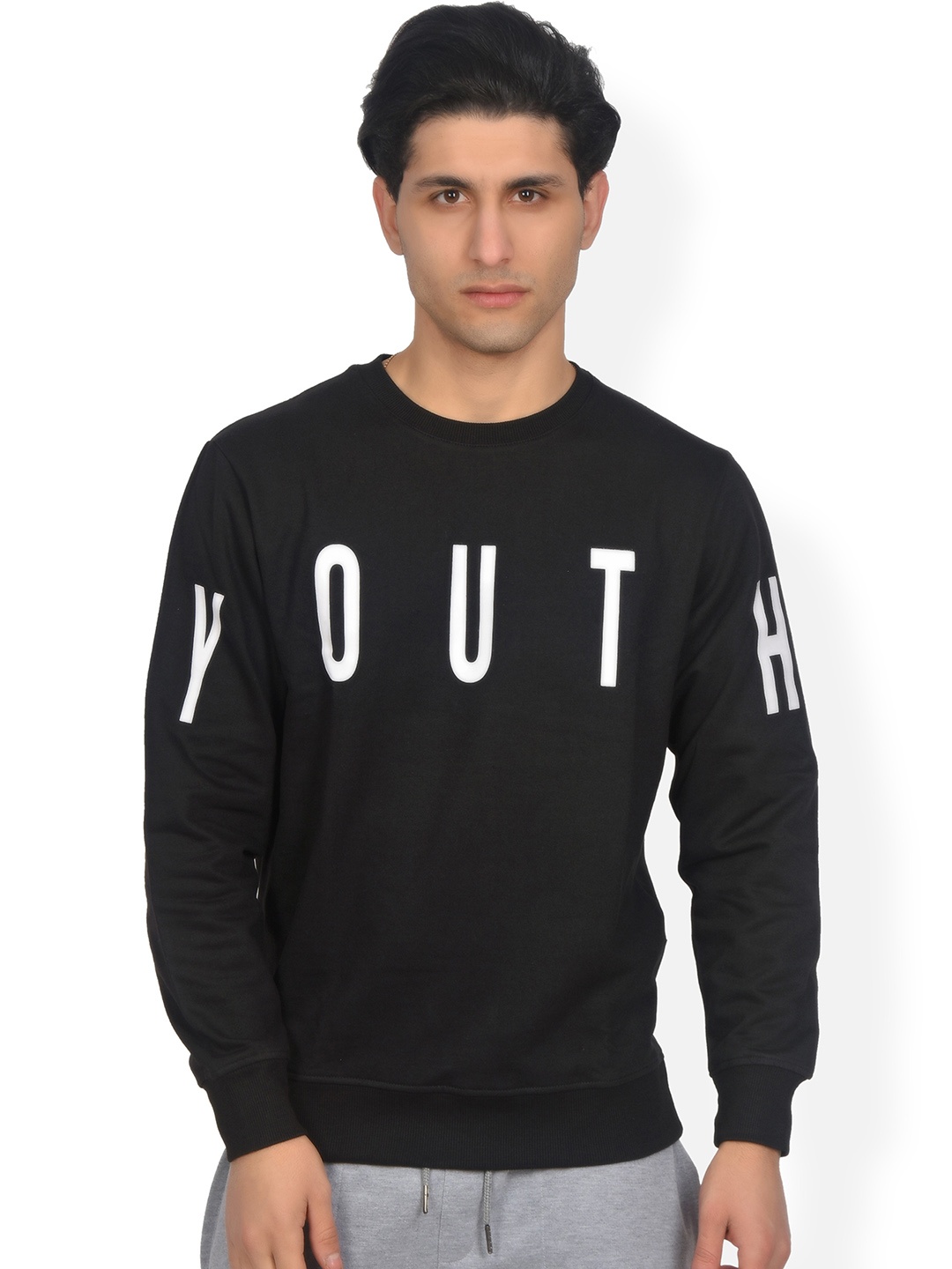

Tiktauli De.Corps. Men Black & White Printed Sweatshirt