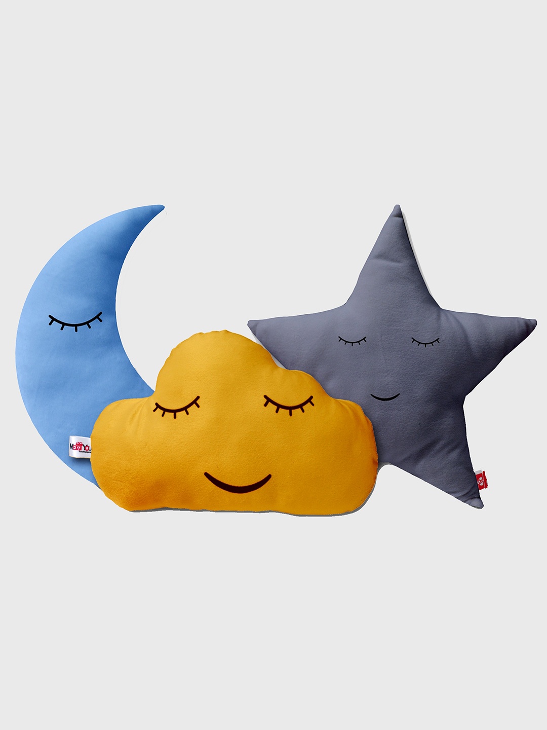 

ME & YOU Blue & Grey 3 Pieces Cloud Moon Star Shaped Baby Pillows