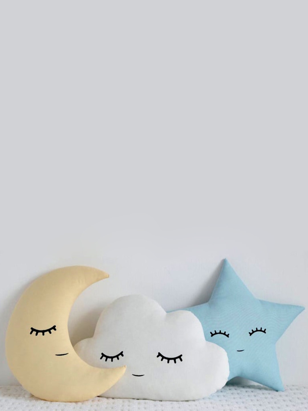 

ME & YOU Kids Blue & White 3 Pieces Cloud Moon Star Shaped Baby Pillows