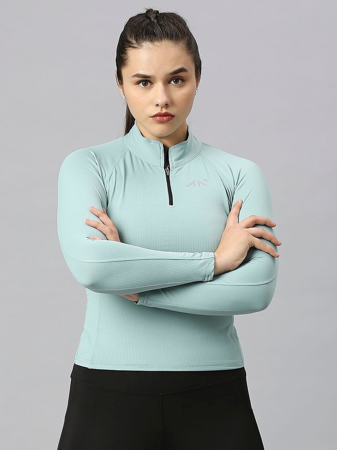 

AESTHETIC NATION High Neck Fitted Sports Top, Green