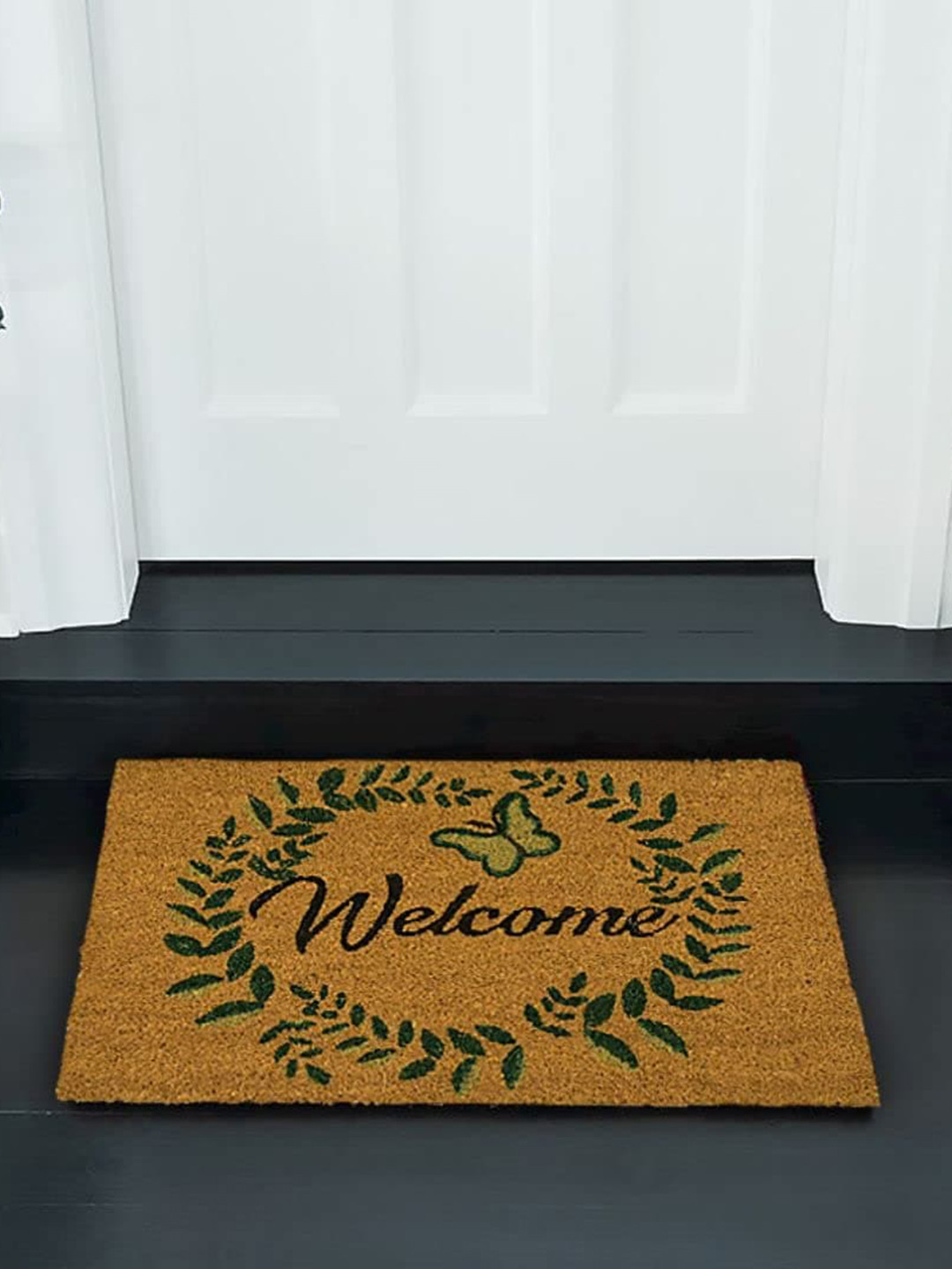 

BELLISSIMA MICASA Brown & Green Printed Anti Skid Rectangle Doormat