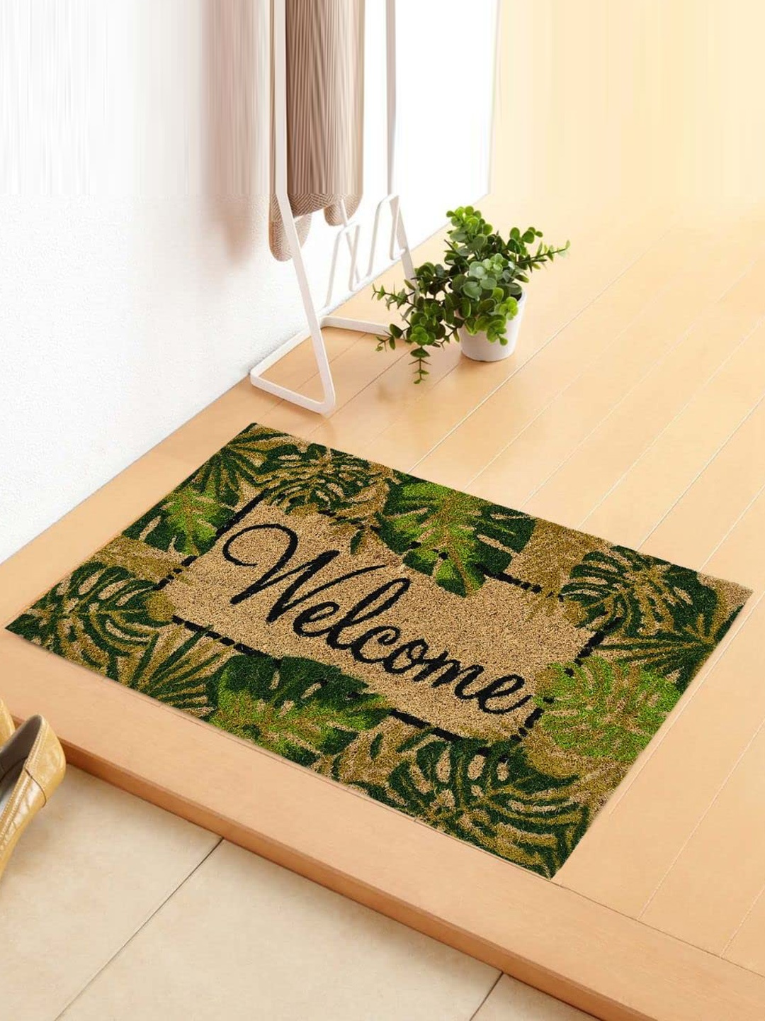 

BELLISSIMA MICASA Brown & Green Printed Anti Skid Rectangle Doormat