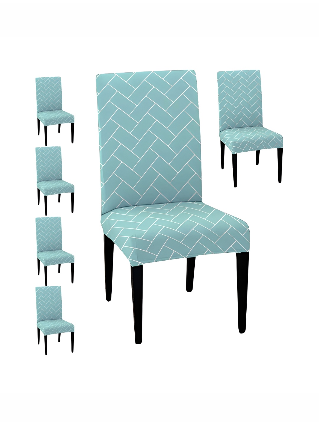 

Lazi 6 Pieces Sea Green & White Printed Stretchable Dining Chair Covers