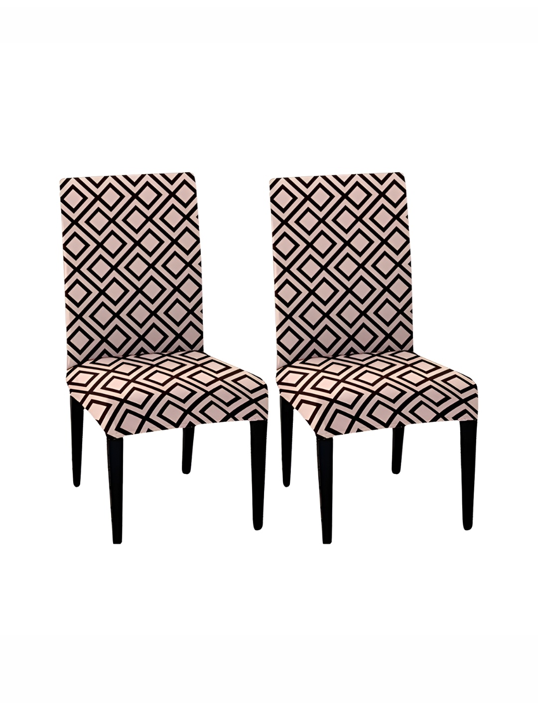 

Lazi 2 Pieces Cream & Brown Geometric Stretchable Dining Chair Covers