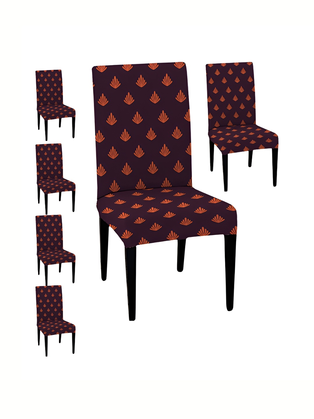 

Lazi 6 Pieces Purple & Orange Leaf Printed Stretchable Dining Chair Covers