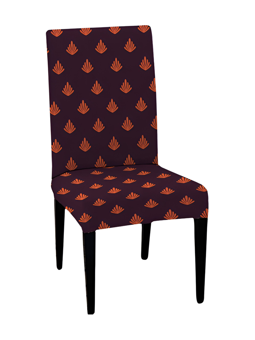 

Lazi 1 Piece Purple & Orange Leaf Printed Stretchable Dining Chair Cover