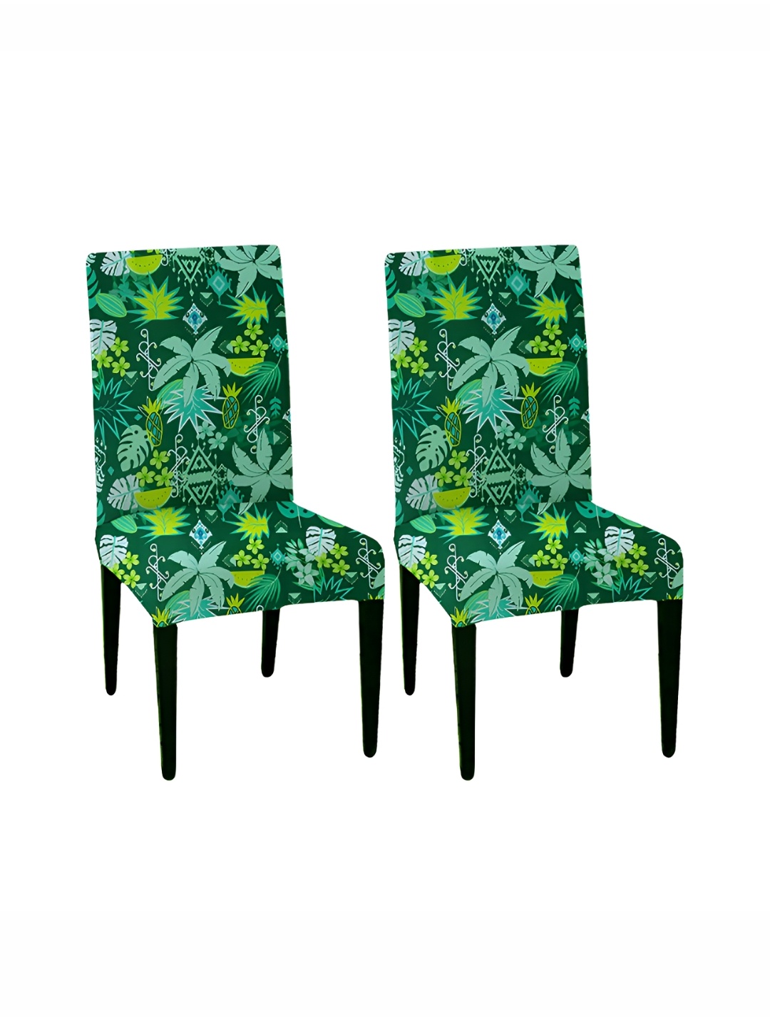 

Lazi Green 2 Pieces Floral Dining Chair Covers