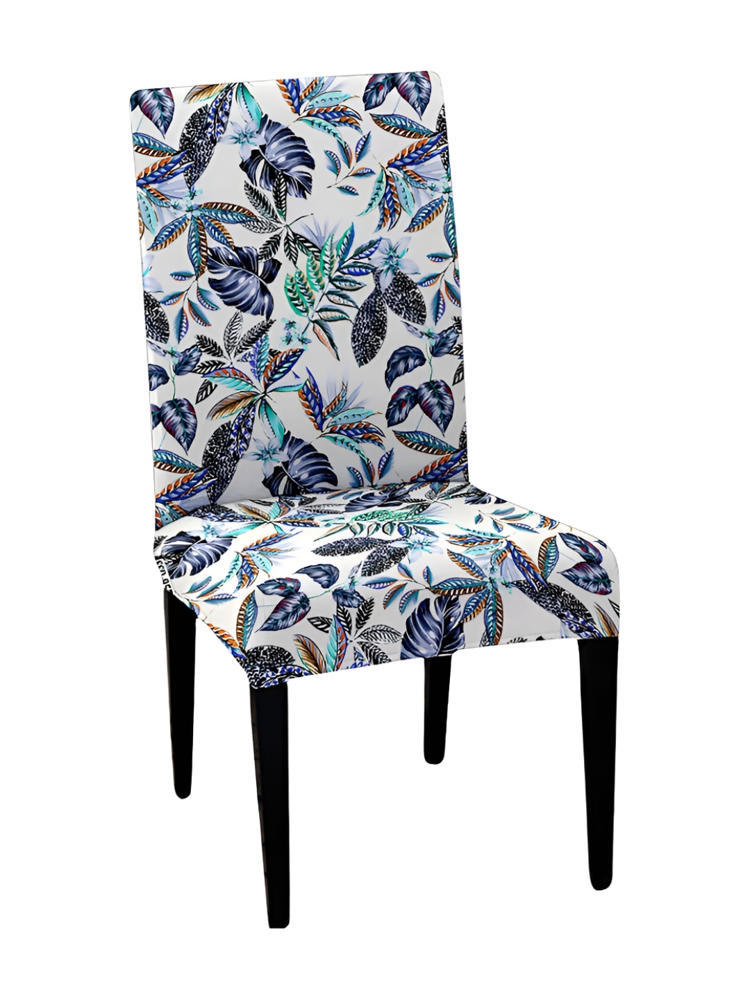 

Lazi 1 Piece White & Blue Floral Stretchable Dining Chair Cover