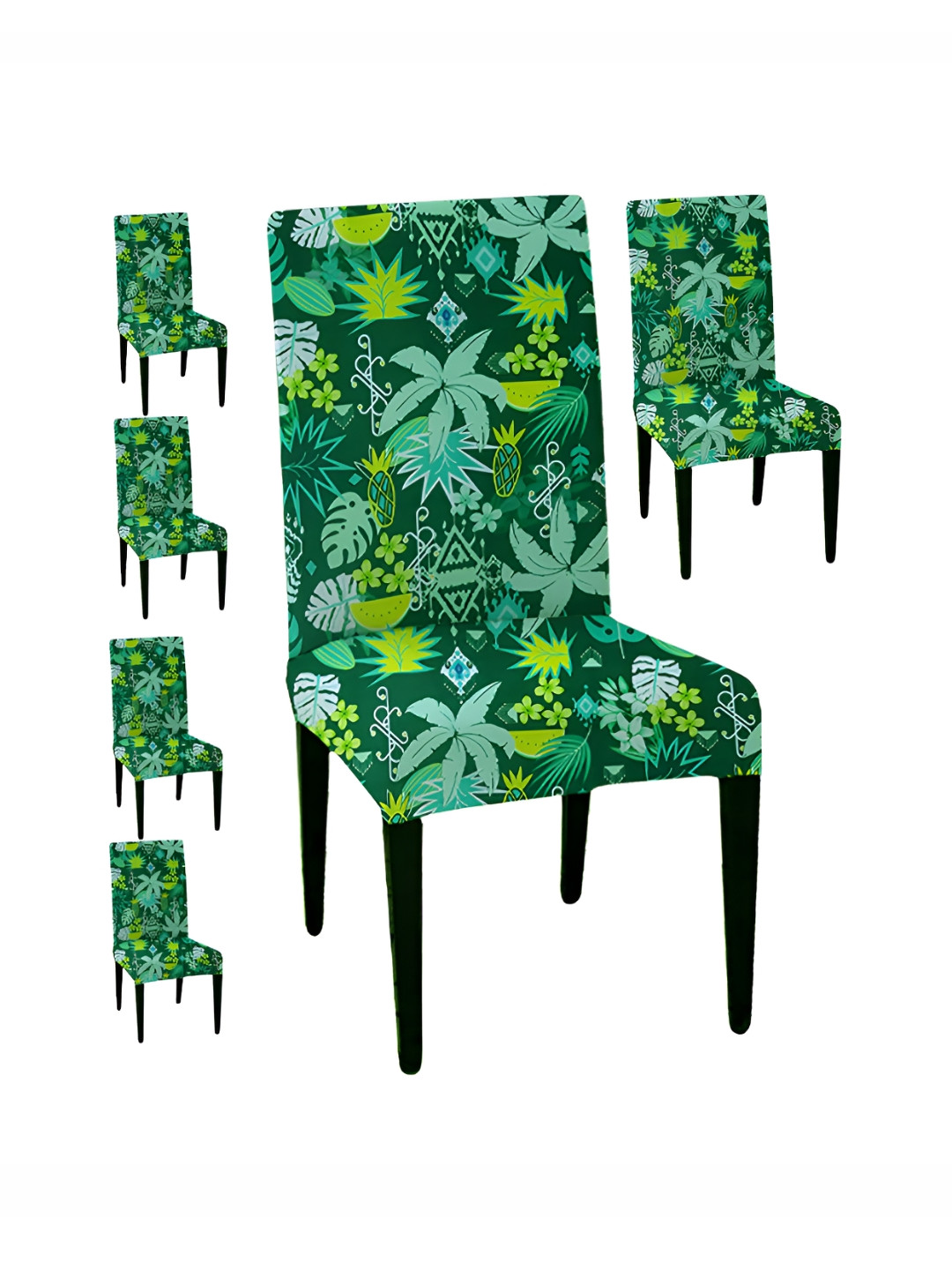 

Lazi Green 6 Pieces Floral Printed Stretchable Chair Covers