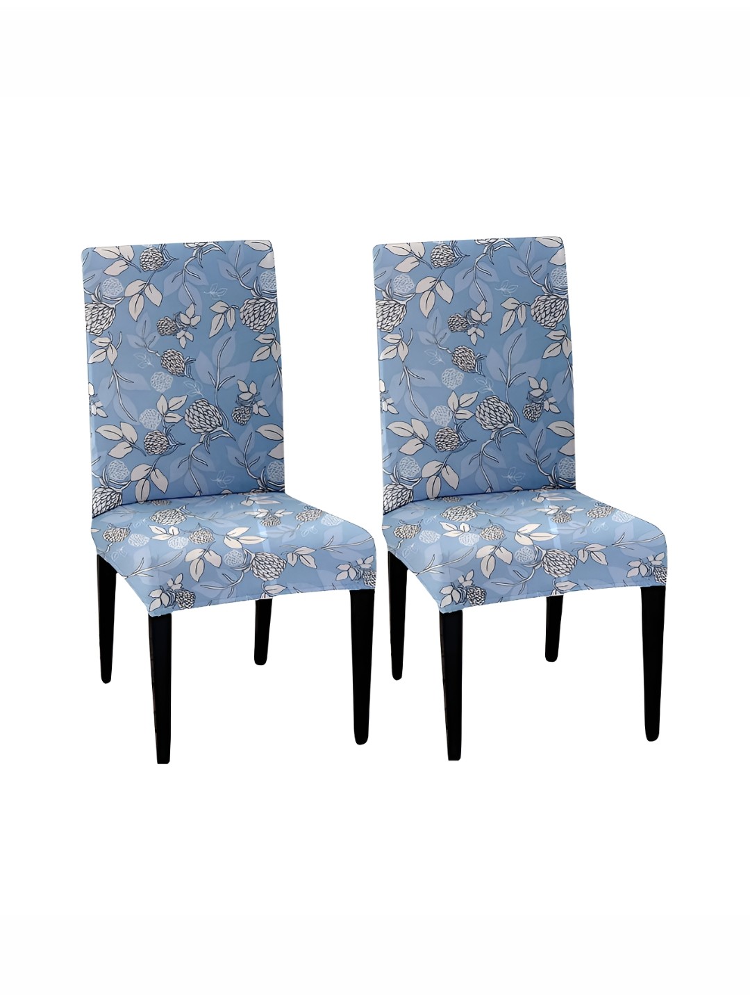 

Lazi 2 Pieces Blue & White Floral Printed Stretchable Dining Chair Covers