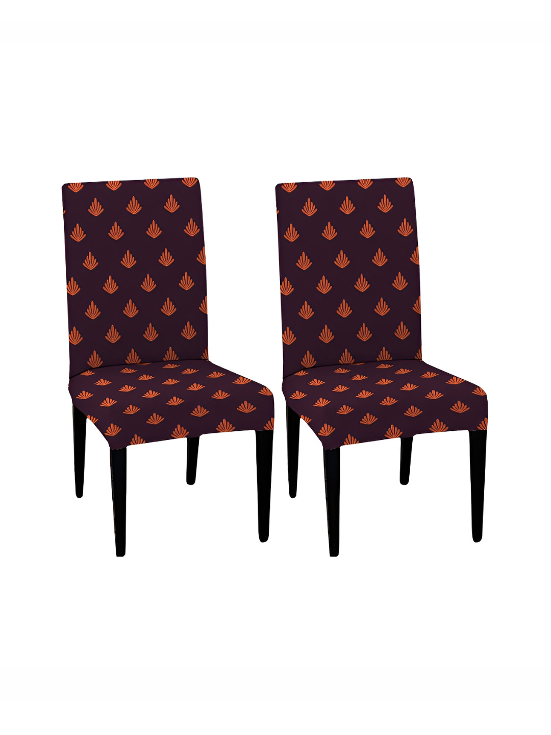 

Lazi 2 Pieces Purple & Brown Leaf Printed Stretchable Dining Chair Covers