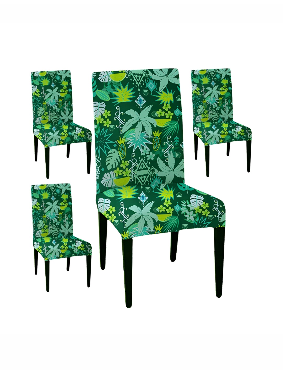 

Lazi Green 4 Pieces Floral Printed Stretchable Chair Covers