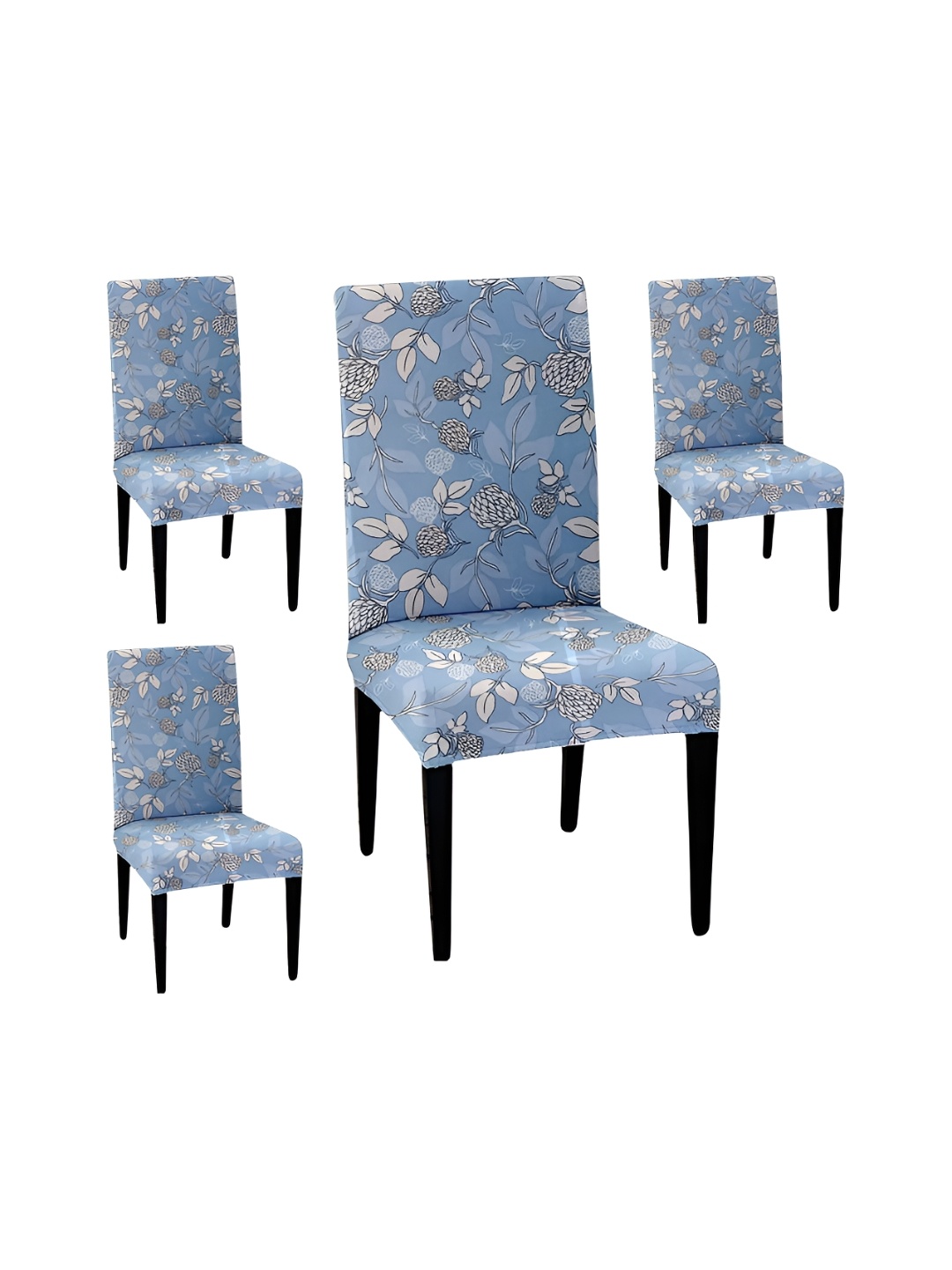 

Lazi Turquoise Blue & White 4 Pieces Floral Printed Stretchable Chair Covers