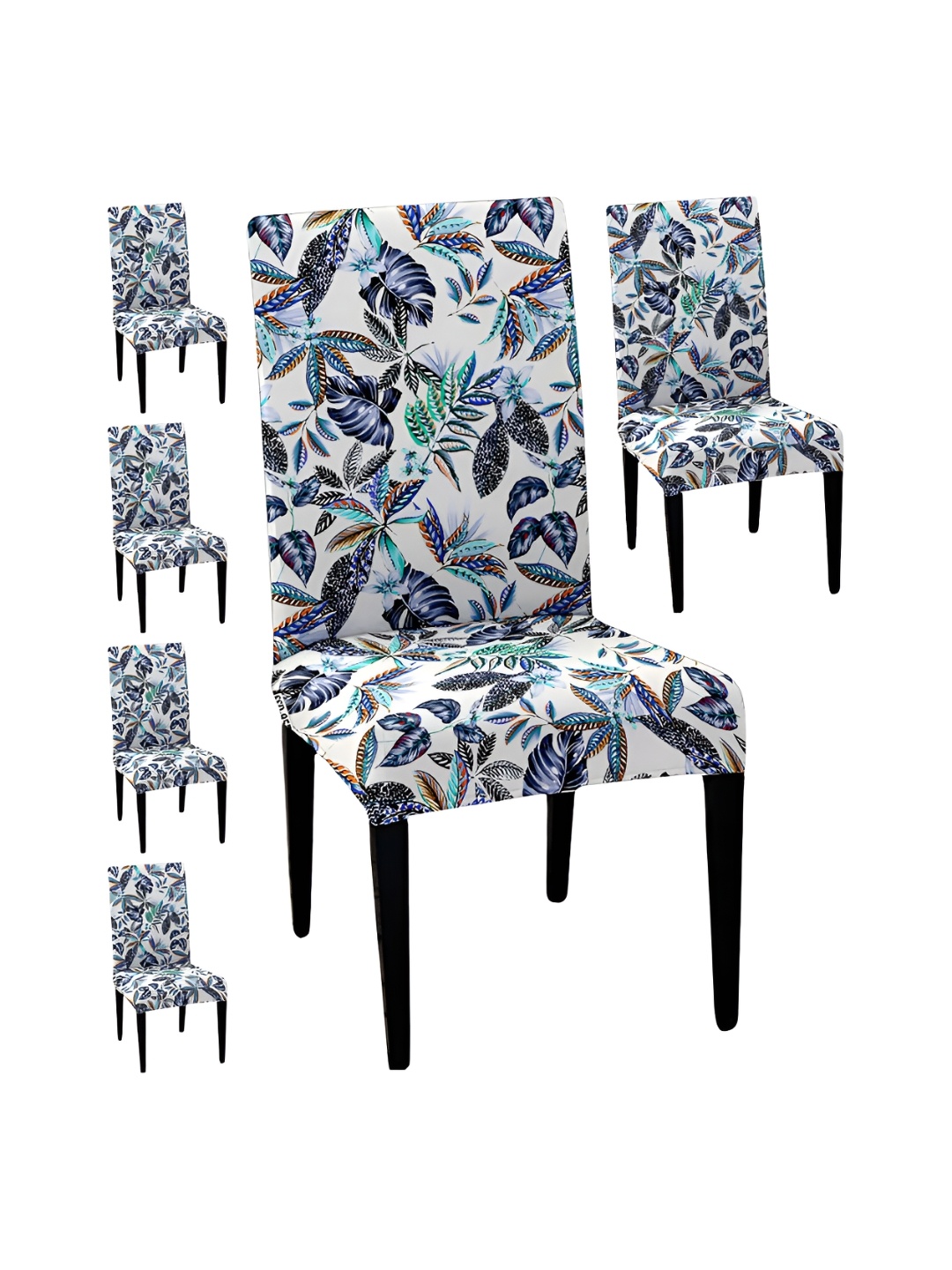 

Lazi White & Blue 6 Pieces Floral Printed Stretchable Chair Covers