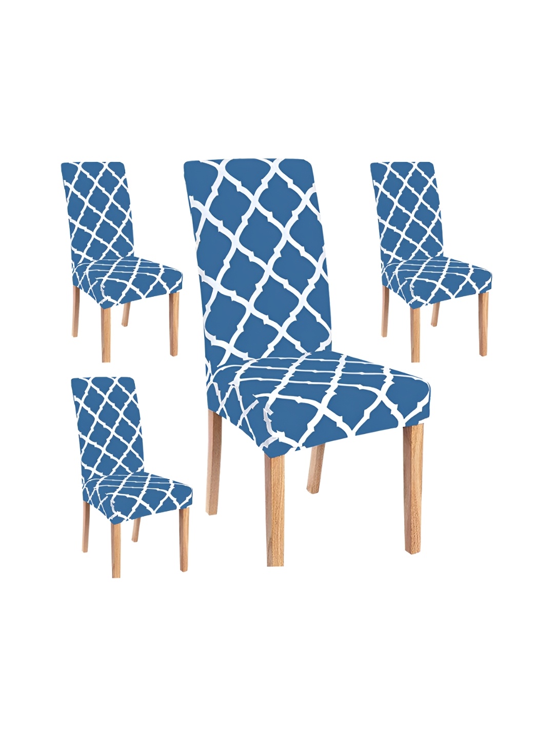 

Lazi 4 Pieces Blue & White Diamond Printed Stretchable Dining Chair Covers