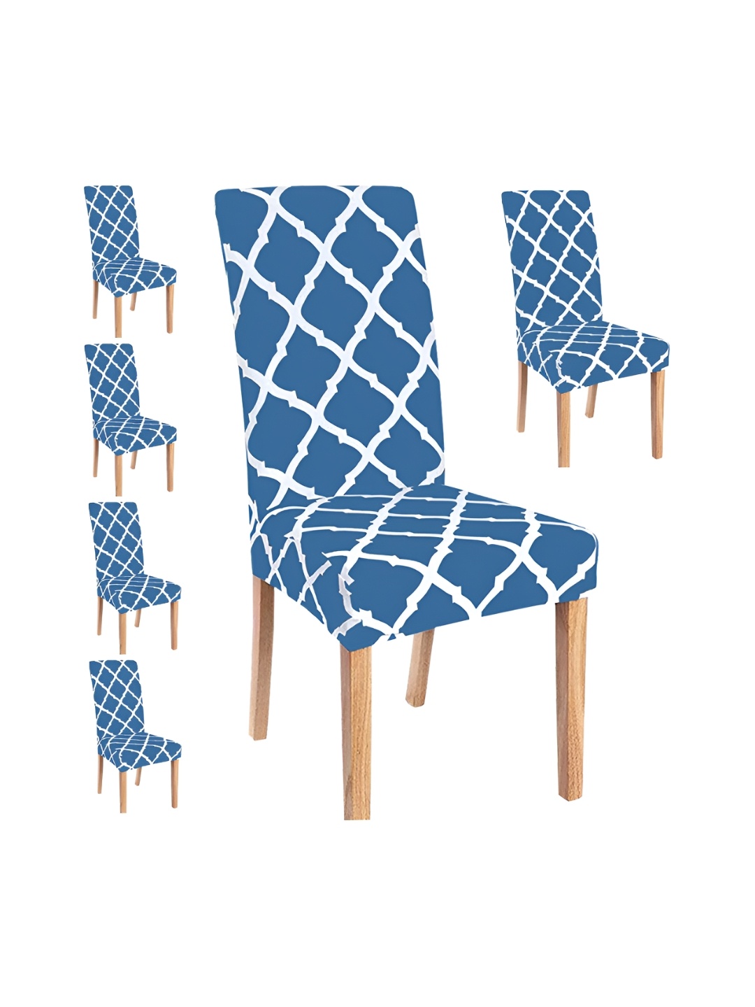 

Lazi 6 Pieces Blue & White Diamond Printed Stretchable Dining Chair Covers