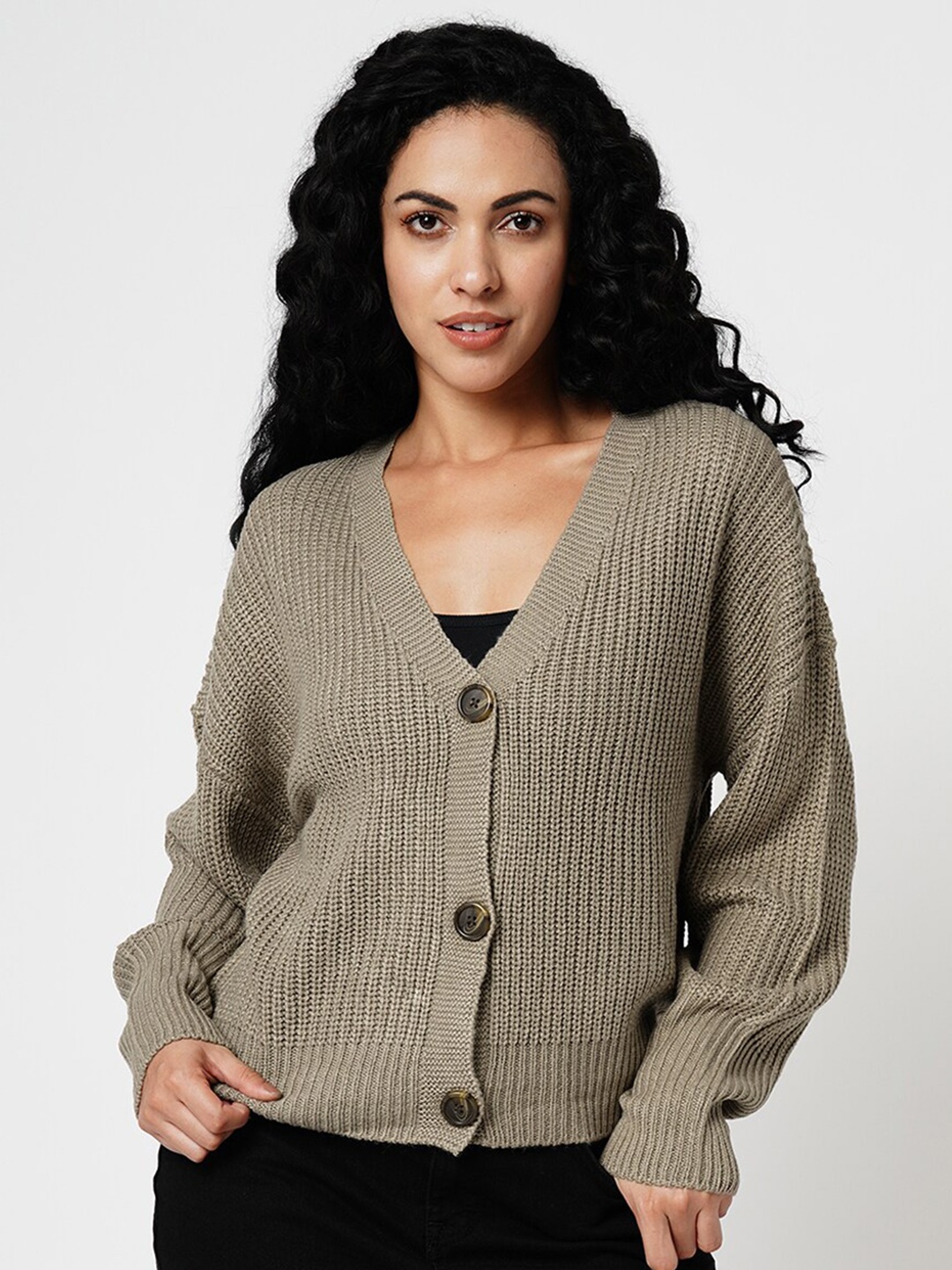 

Vero Moda Self Design Cable Knit Acrylic Cardigan, Olive