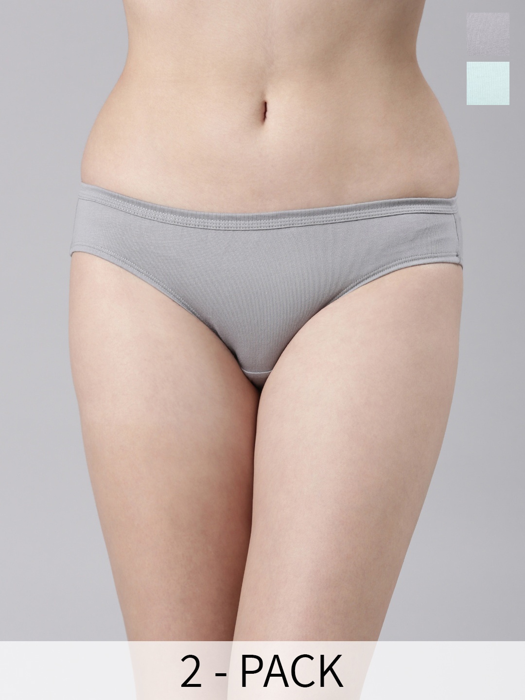 

FASO Pack of 2 Pure Cotton Hipster Briefs, Grey