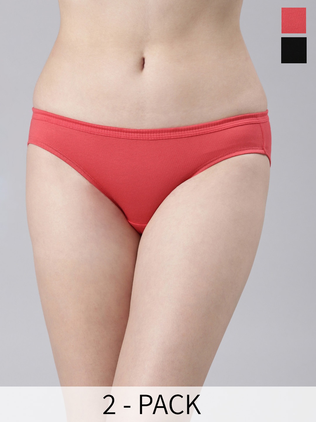 

FASO Pack of 2 Pure Cotton Hipster Briefs, Black