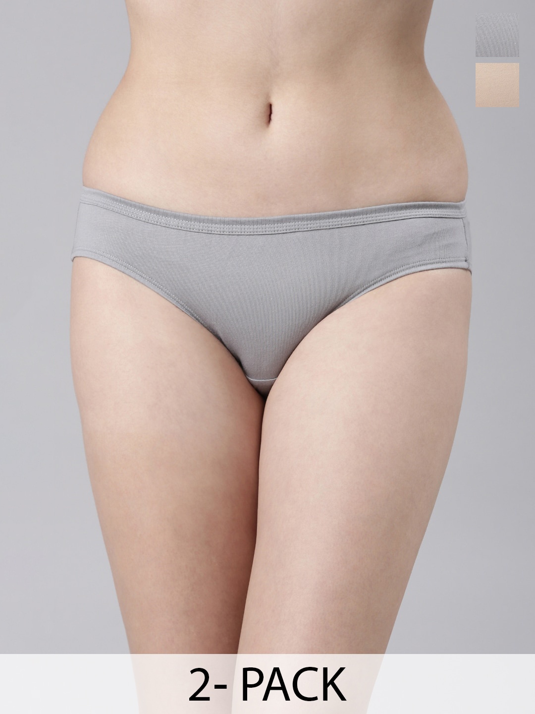 

FASO Pack of 2 Pure Cotton Hipster Briefs, Grey