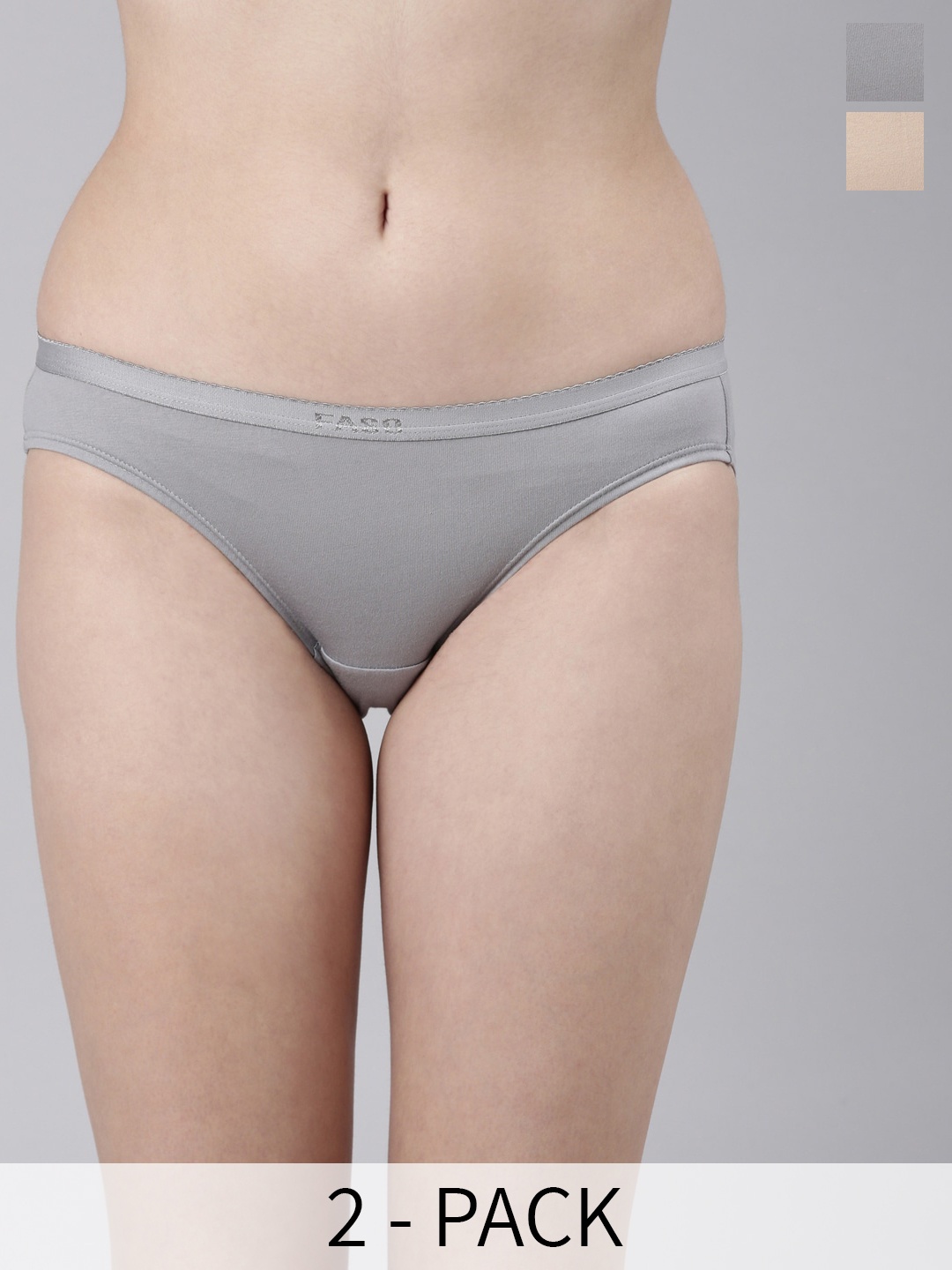

FASO Pack of 2 Pure Cotton Hipster Briefs, Grey