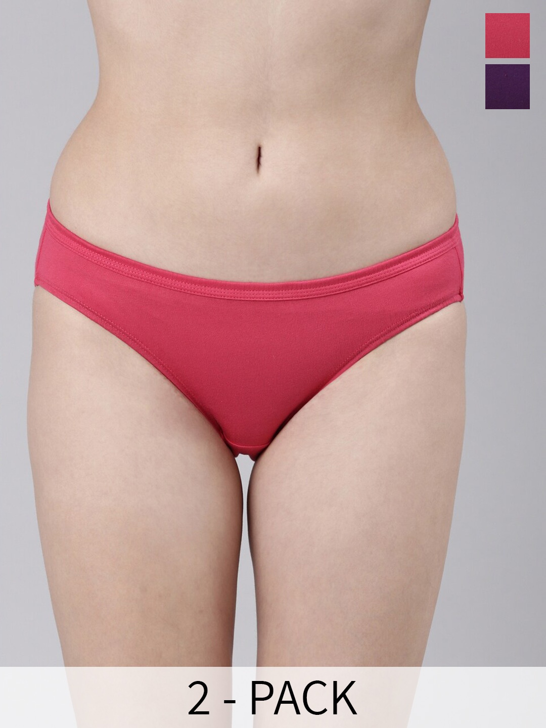 

FASO Pack of 2 Pure Cotton Hipster Briefs, Pink