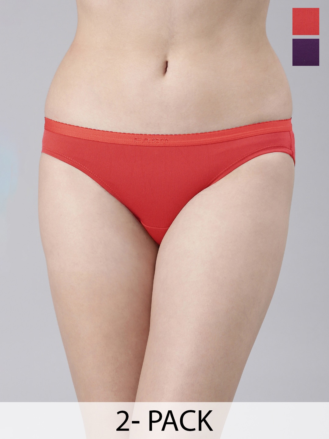 

FASO Pack Of 2 Mid-Rise Organic Cotton Bikini, Pink