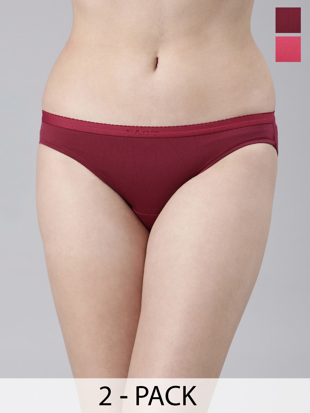 

FASO Pack of 2 Organic Cotton Bikini Briefs, Pink