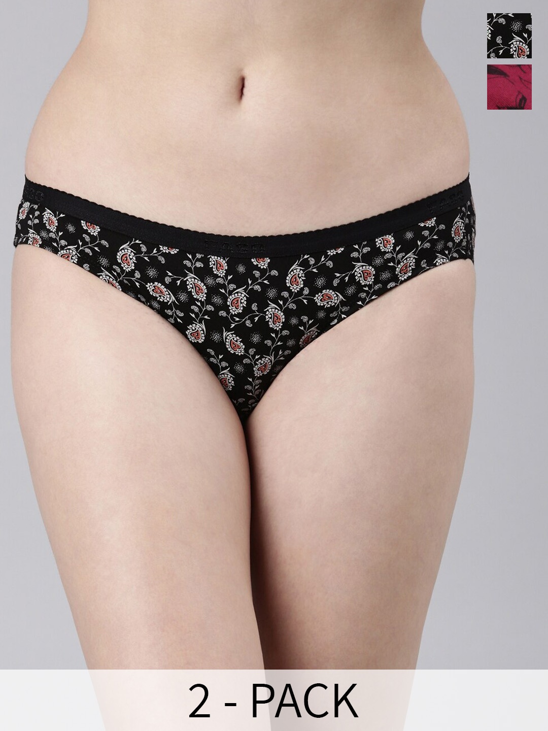 

FASO Pack of 2 Organic Cotton Bikini Briefs, Black