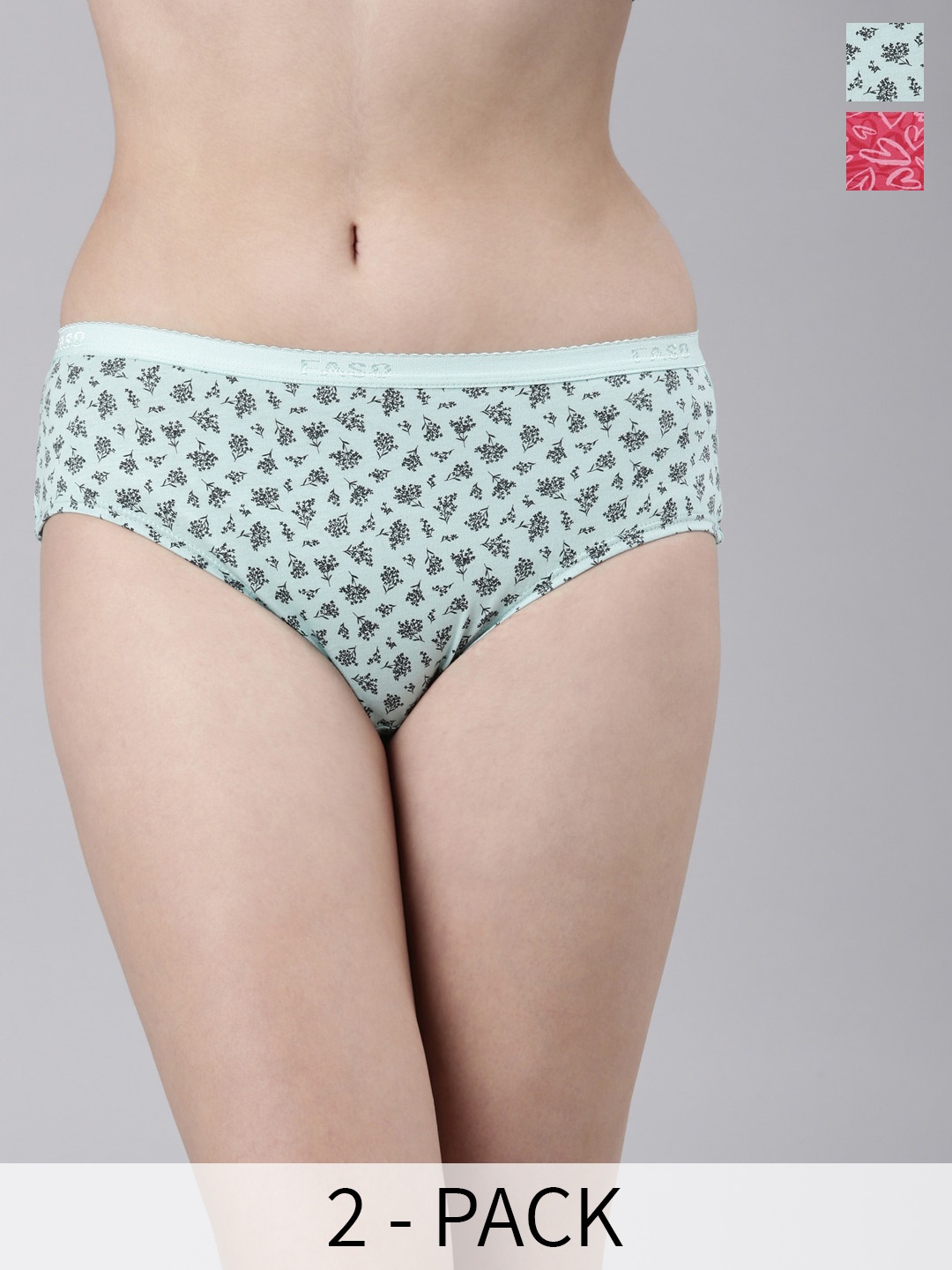 

FASO Pack of 2 Organic Cotton Bikini Briefs, Blue