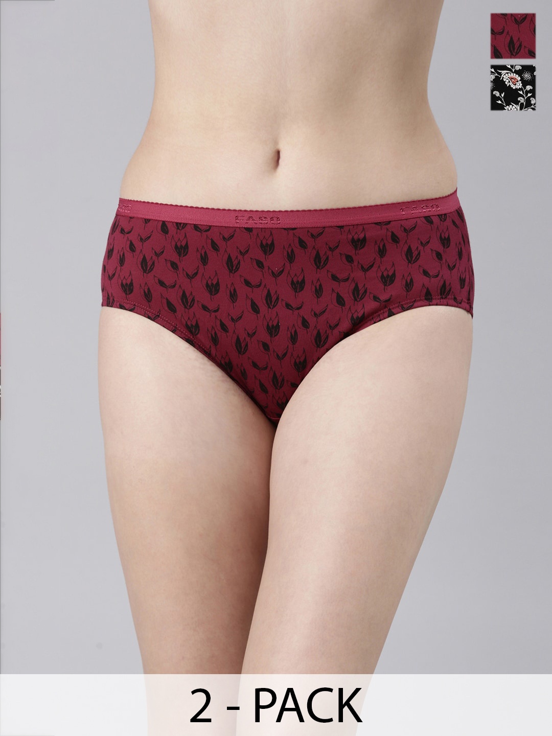 

FASO Pack of 2 Pure Organic Cotton Hipster Briefs, Black