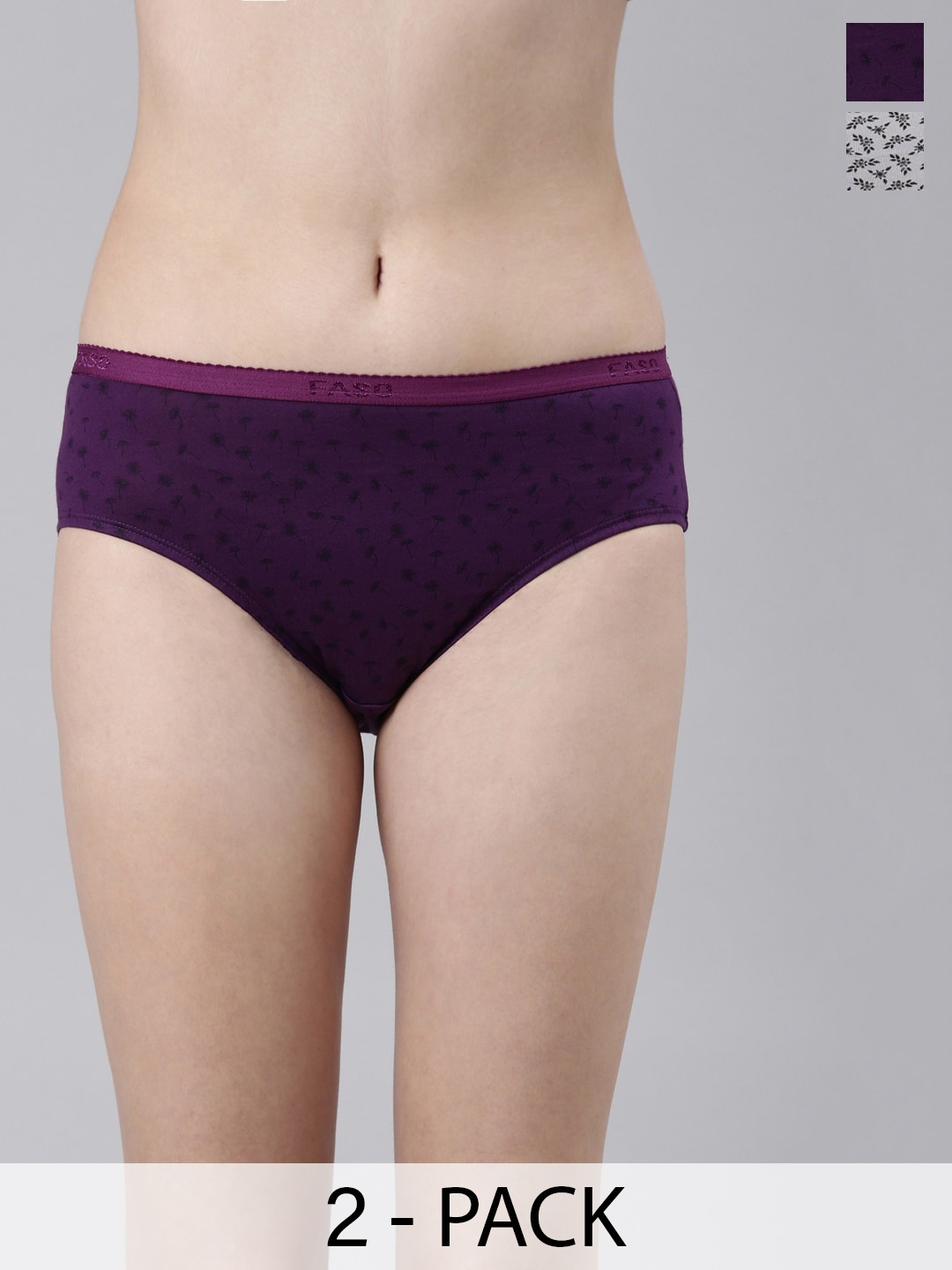 

FASO Pack of 2 Organic Cotton Hipster Briefs, Purple