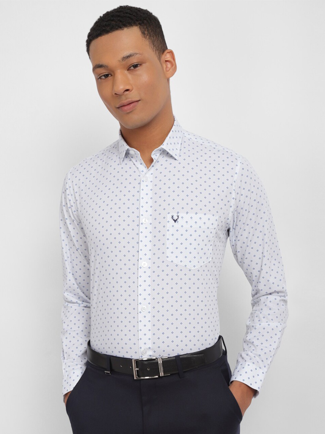 

Allen Solly Slim Fit Geometric Printed Pure Cotton Formal Shirt, White
