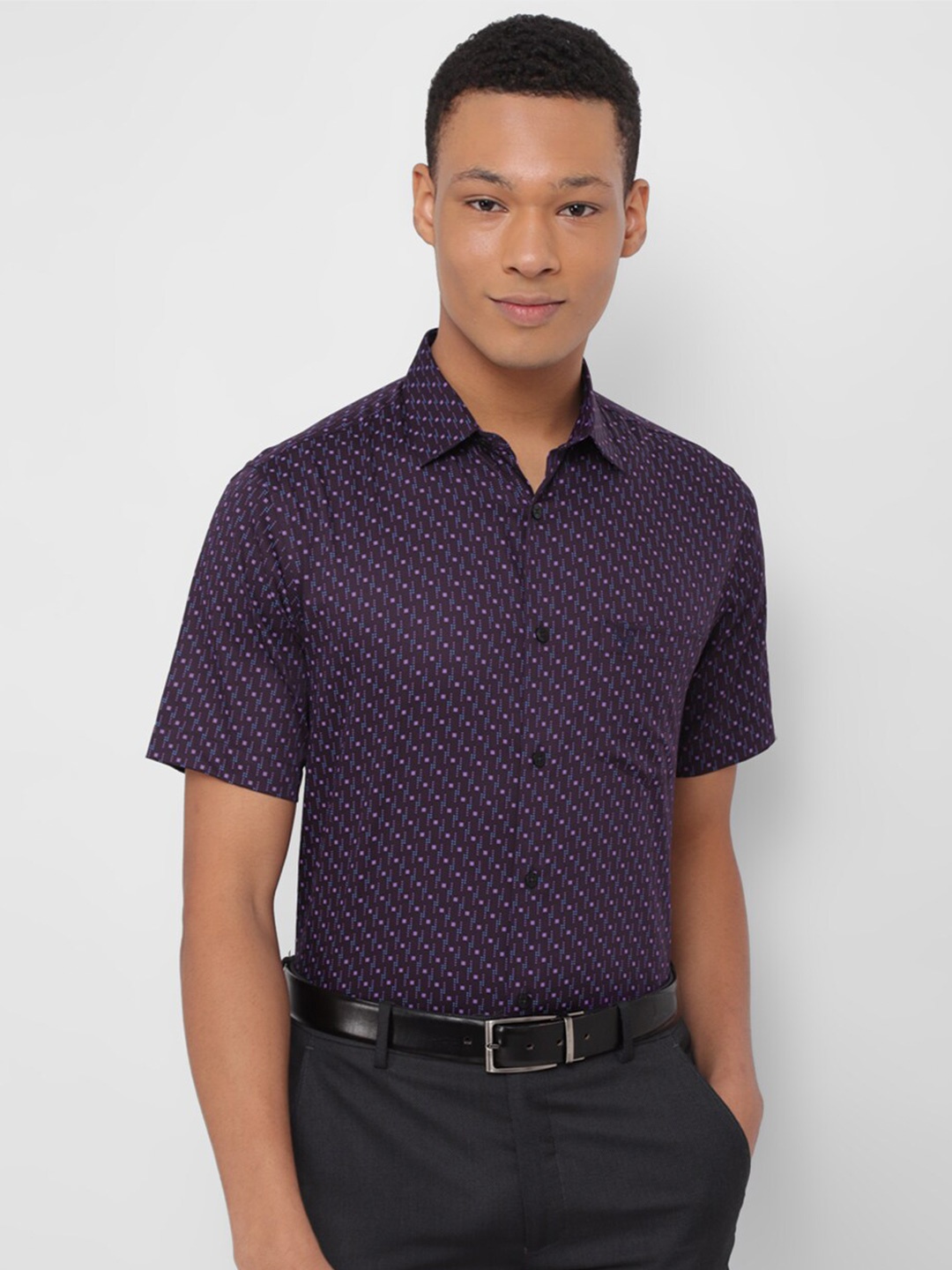 

Allen Solly Micro Ditsy Printed Slim Fit Pure Cotton Formal Shirt, Purple