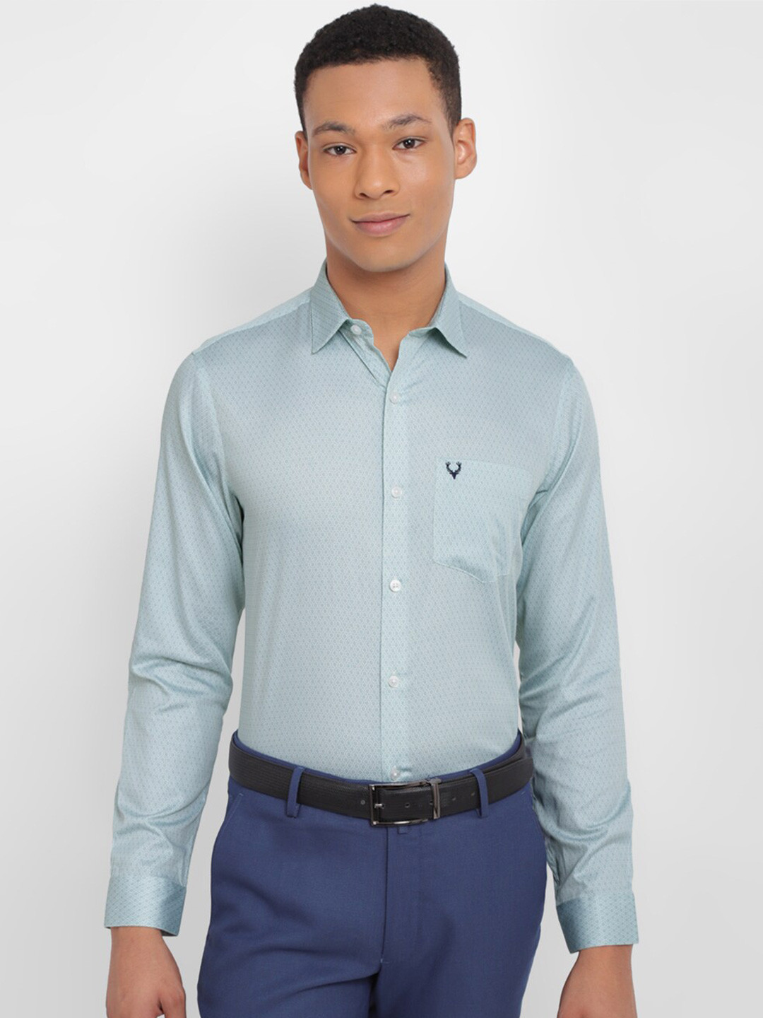 

Allen Solly Slim Fit Micro Ditsy Printed Pure Cotton Formal Shirt, Green