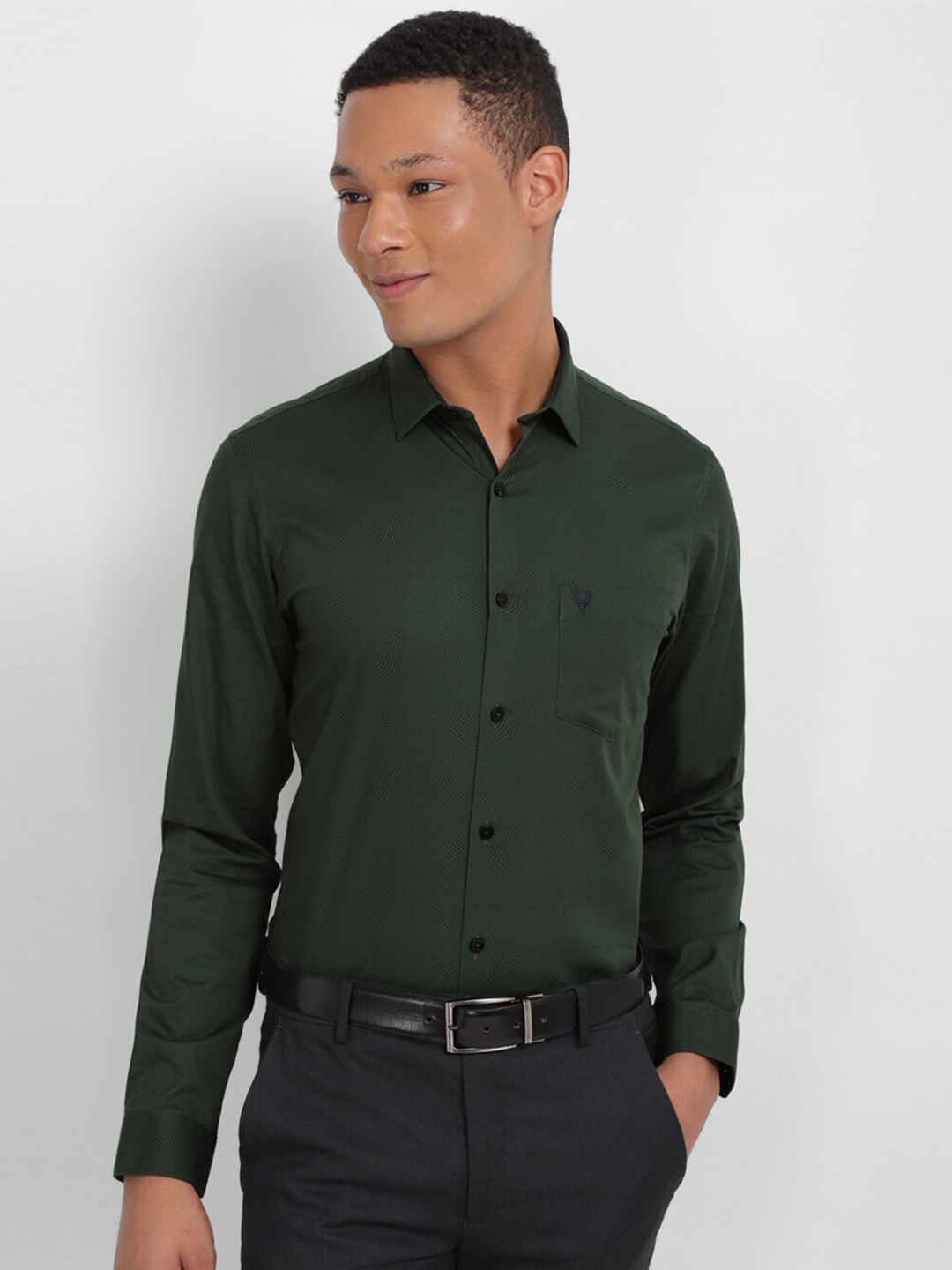 

Allen Solly Slim Fit Abstract Printed Pure Cotton Formal Shirt, Green