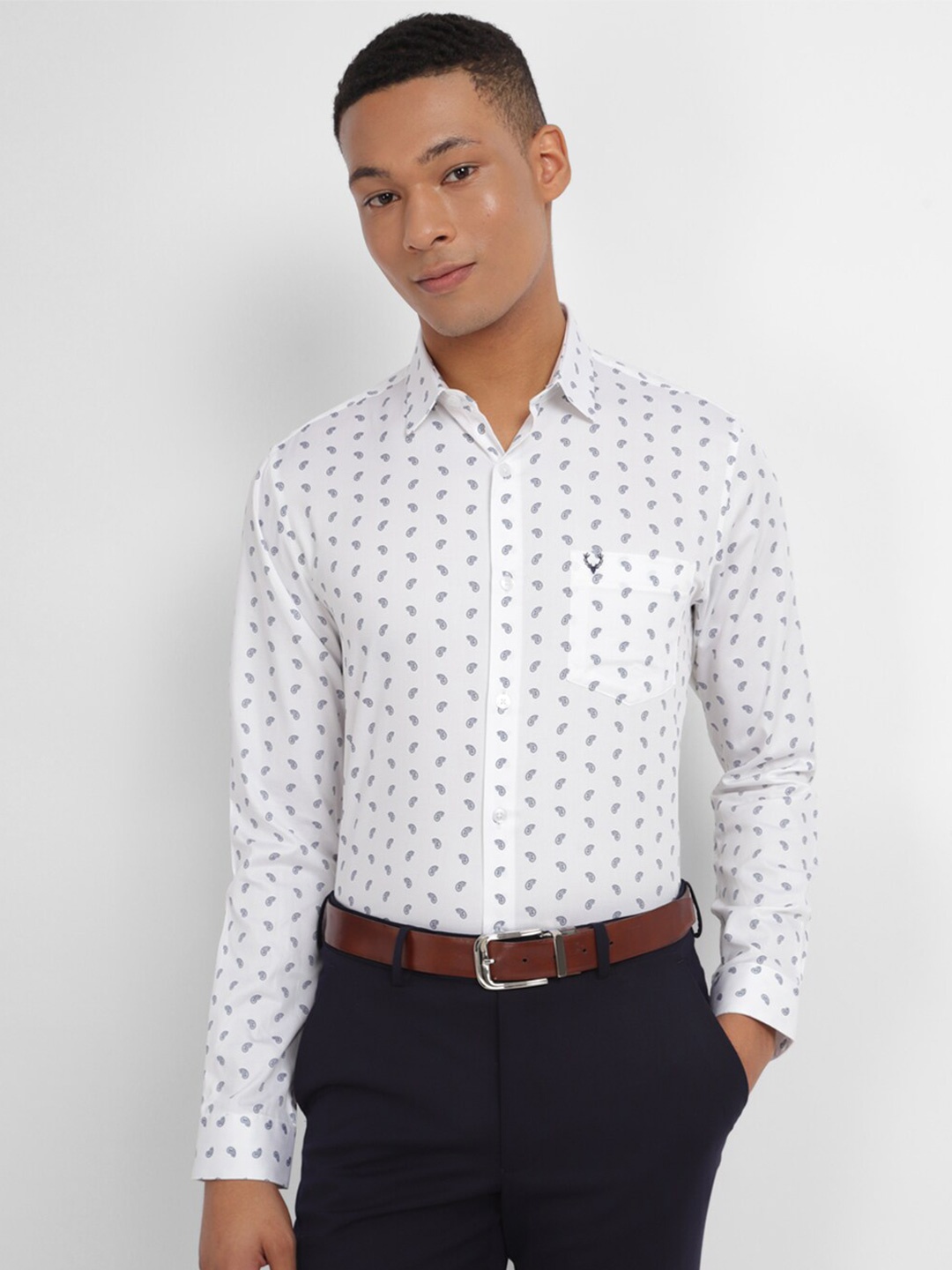 

Allen Solly Micro Ditsy Printed Slim Fit Pure Cotton Formal Shirt, White