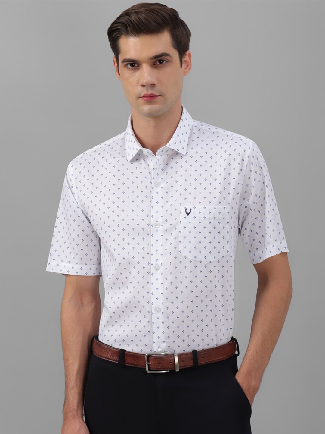 

Allen Solly Micro Ditsy Printed Slim Fit Pure Cotton Formal Shirt, White