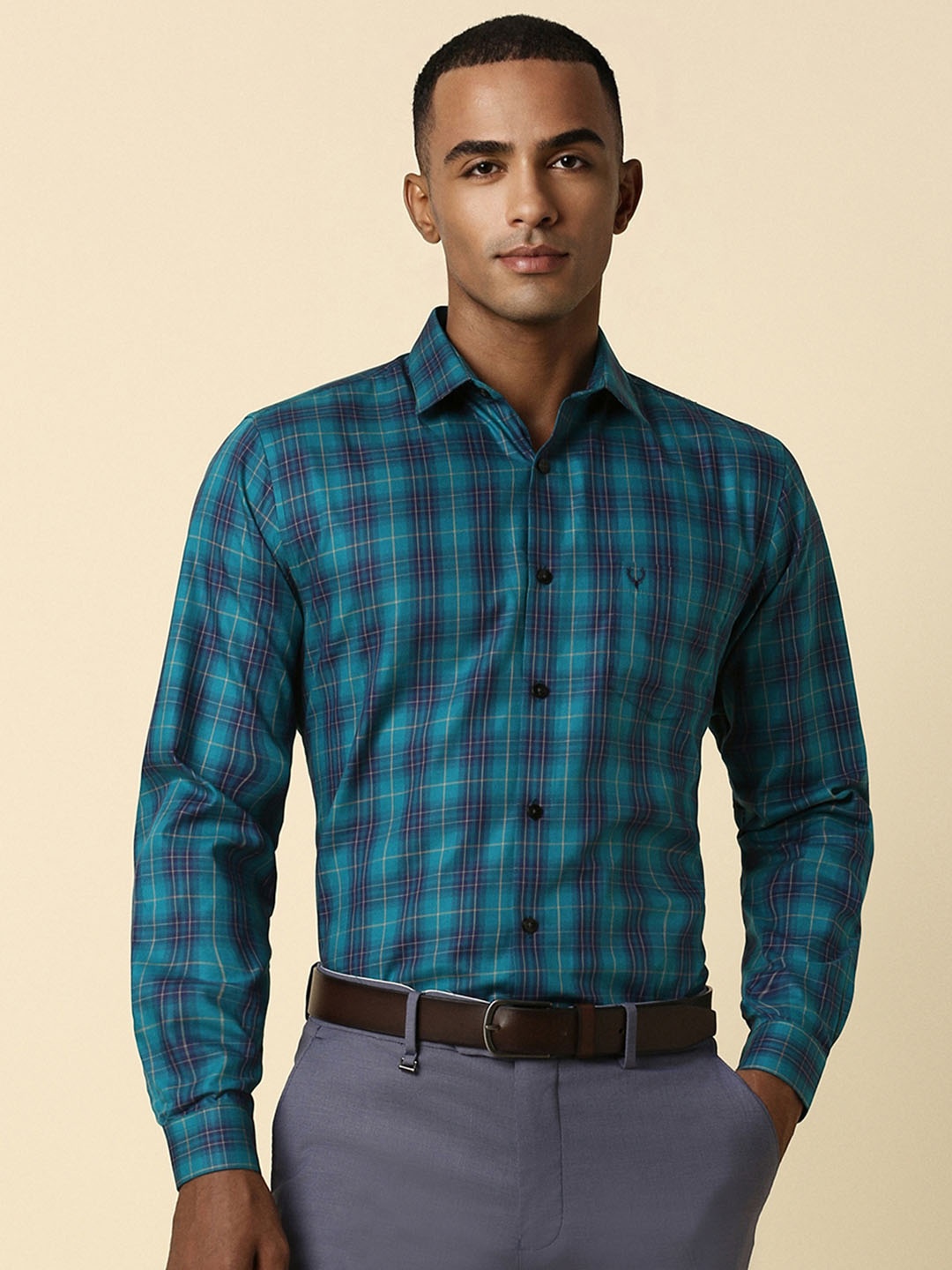 

Allen Solly Men Blue Slim Fit Checked Formal Shirt