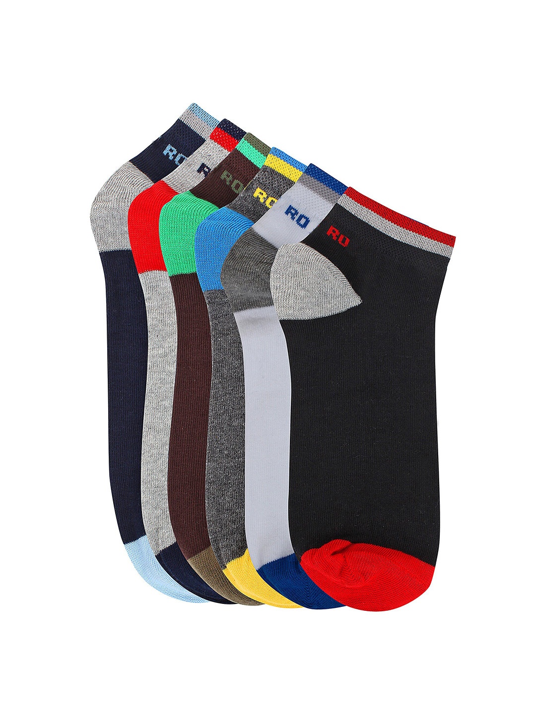 

The Roadster Lifestyle Co. Pack of 6 Black & Grey Colourblocked Ankle-Length Socks