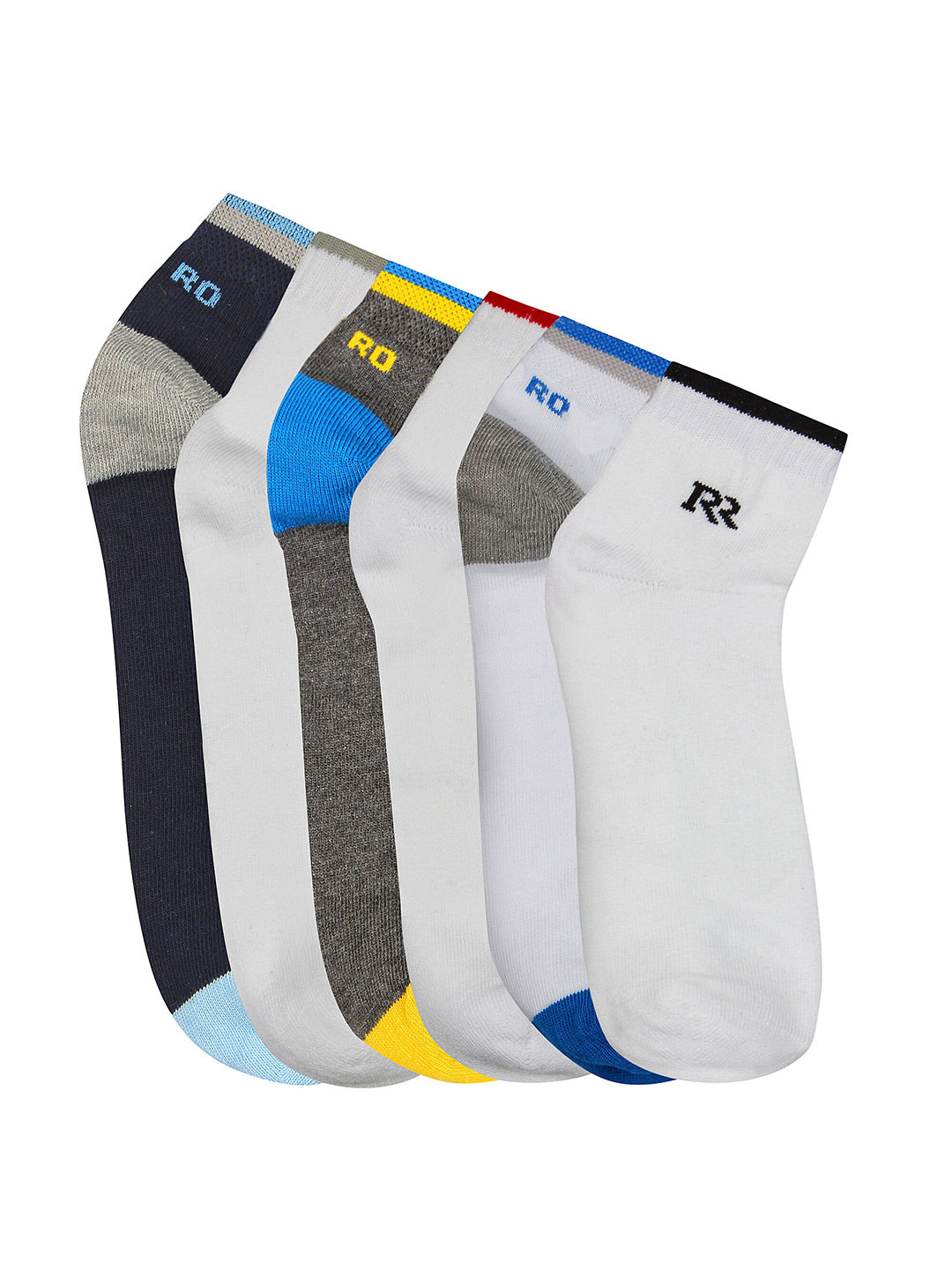 

The Roadster Lifestyle Co. Pack of 6 White & Black Colourblocked Ankle-Length Socks