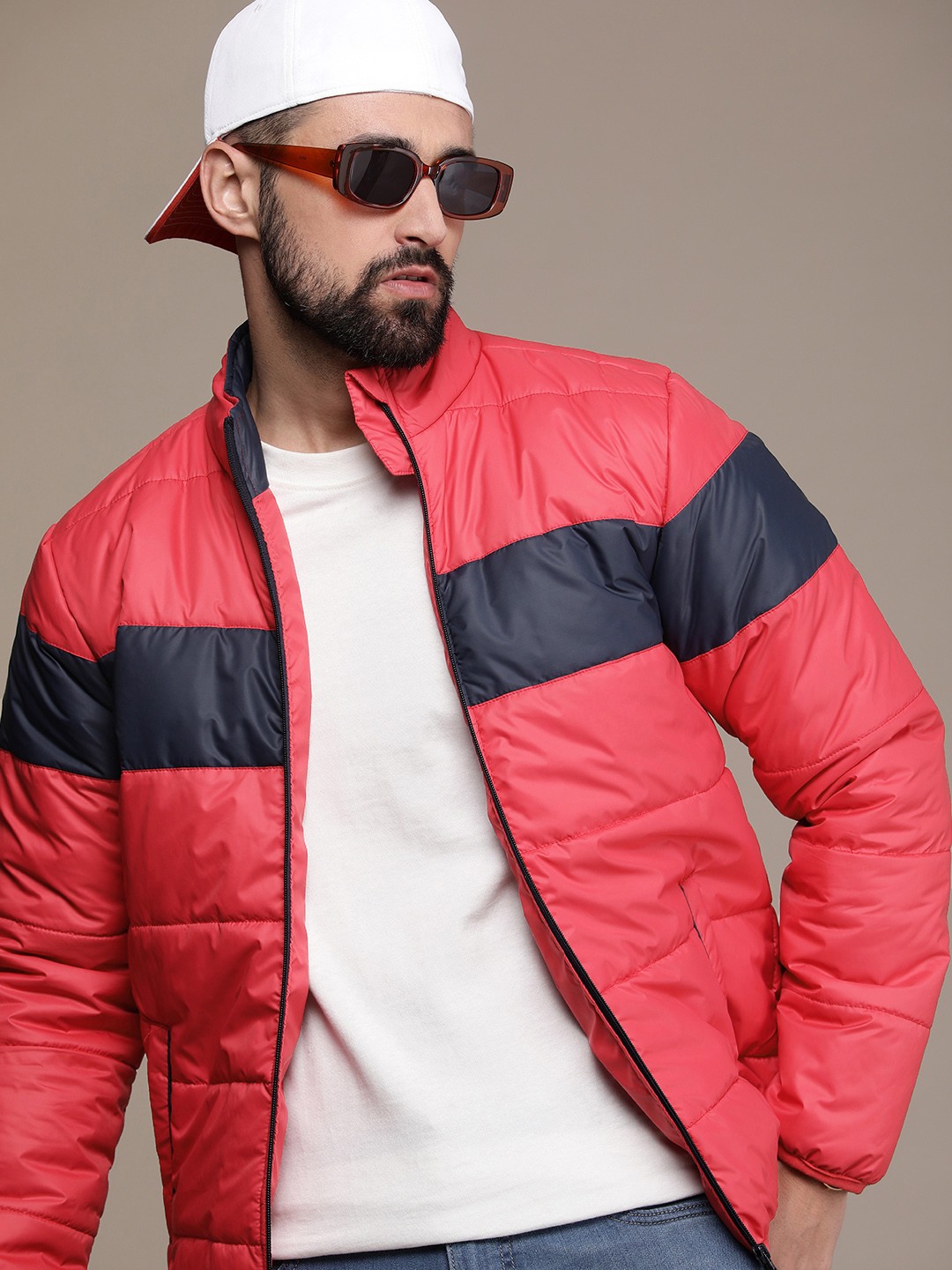 

Roadster Men Colourblocked Padded Jacket, Red