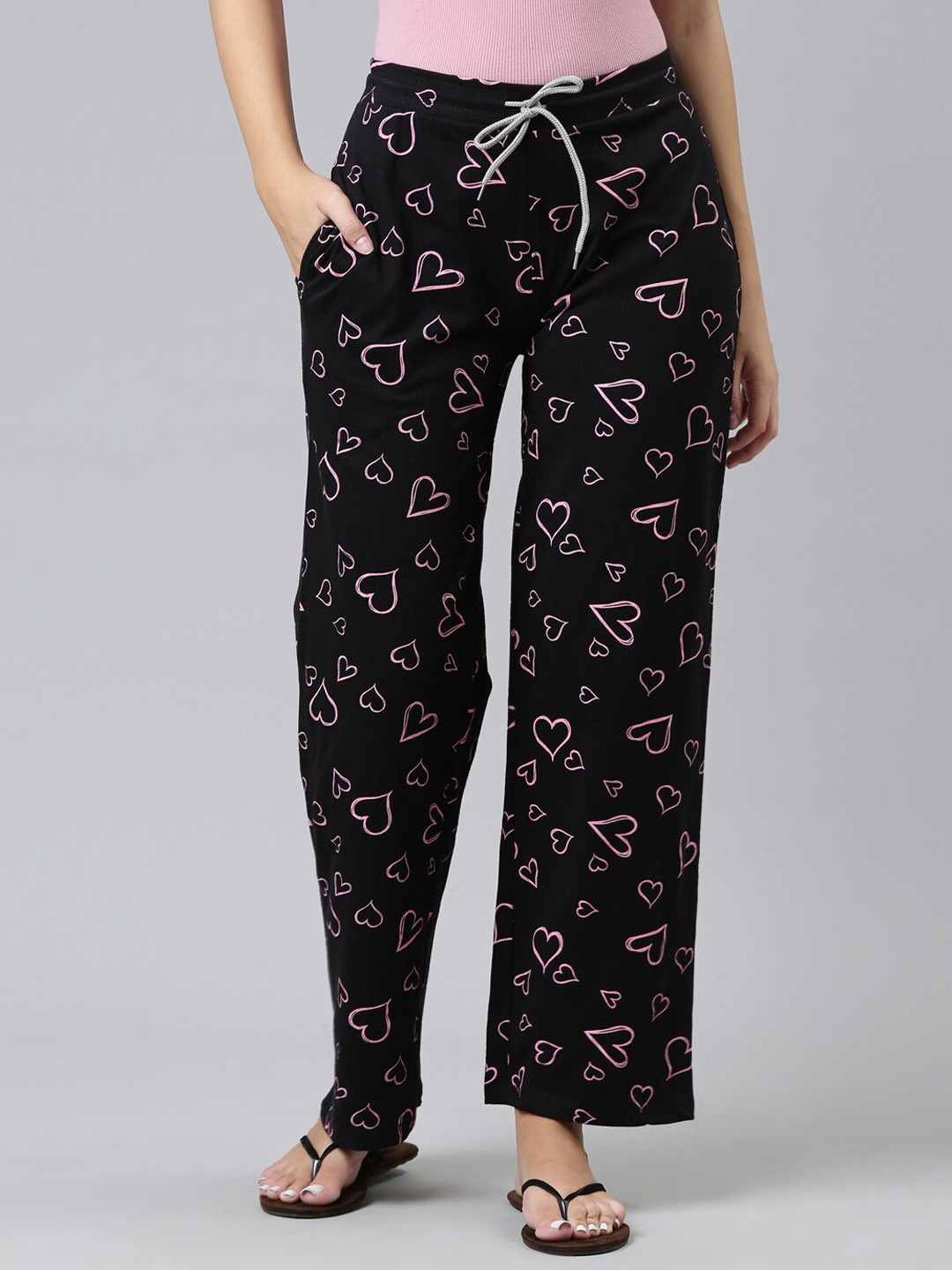 

Kryptic Women Conversational Printed Mid-Rise Lounge Pants, Black