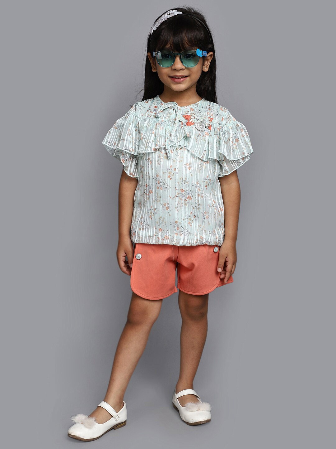 

V-Mart Girls Printed Pure Cotton Clothing Set, Grey