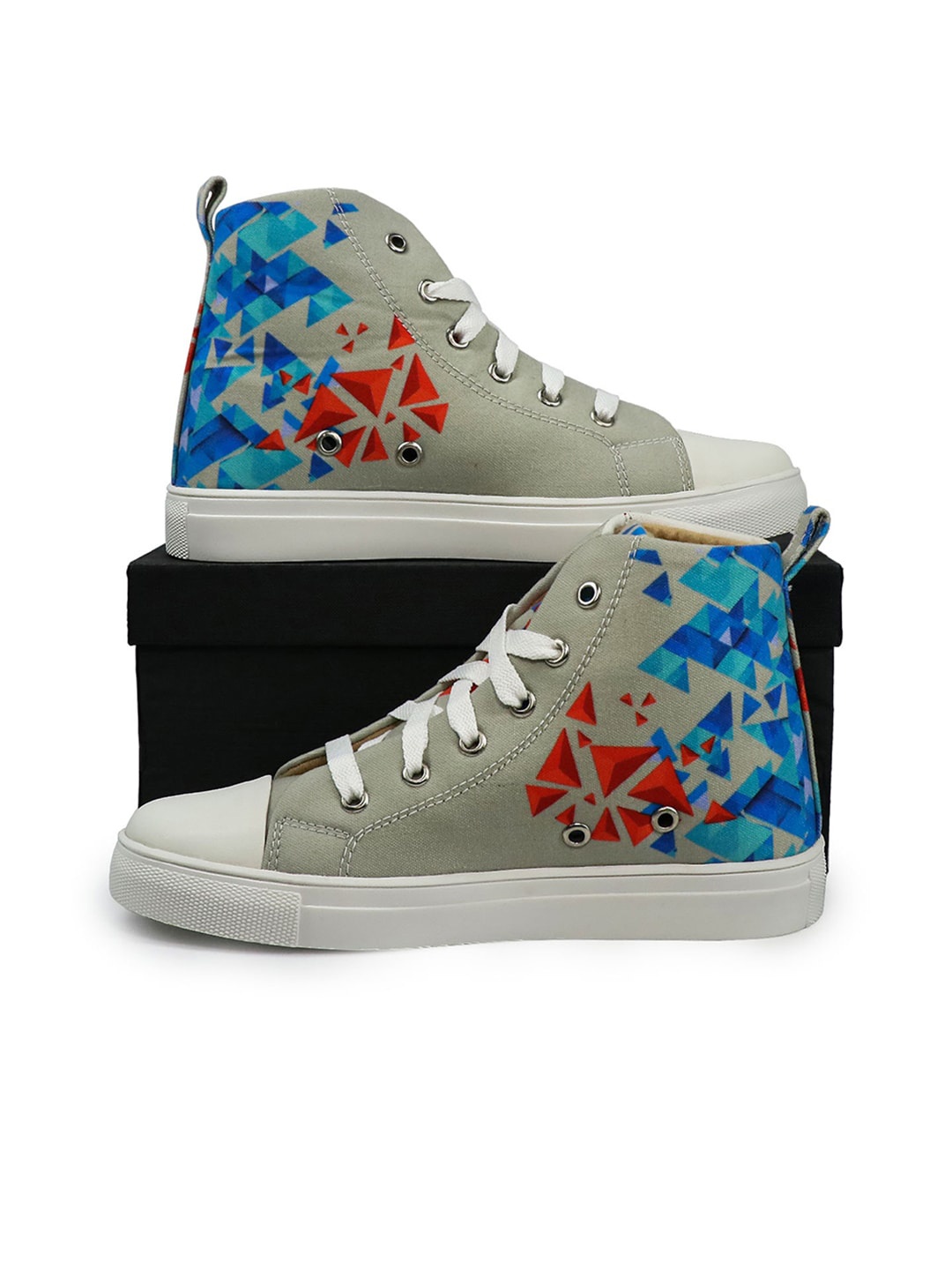 

KobSook Women Mid Top Printed Lightweight Canvas Sneakers, Grey