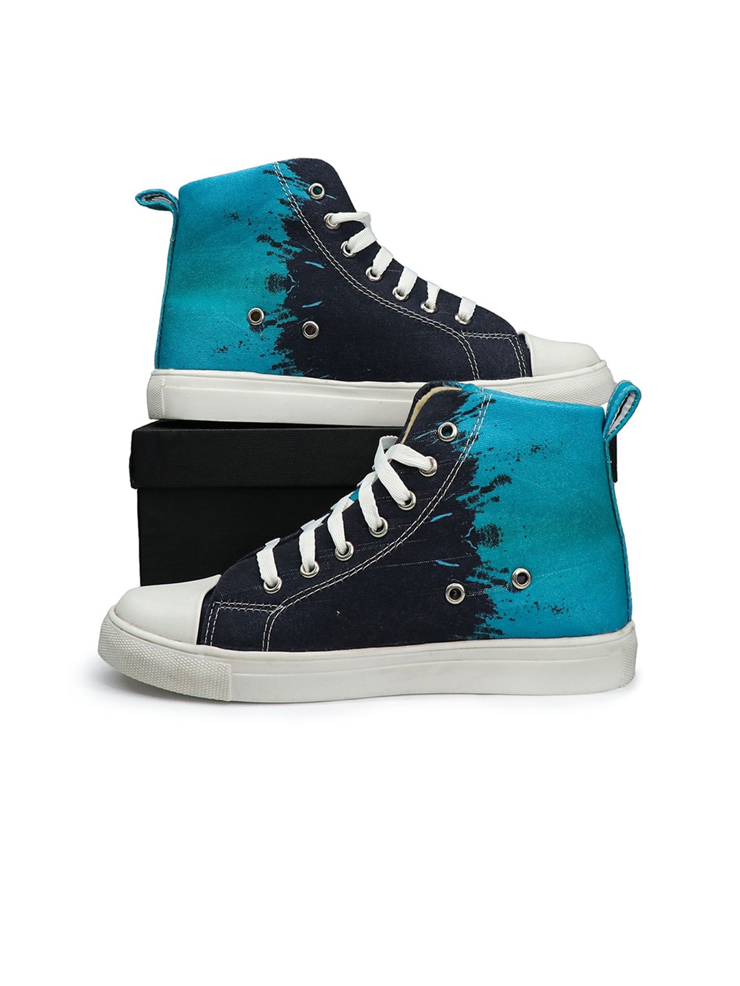 

KobSook Women Mid Top Colourblocked Lightweight Canvas Sneakers, Blue