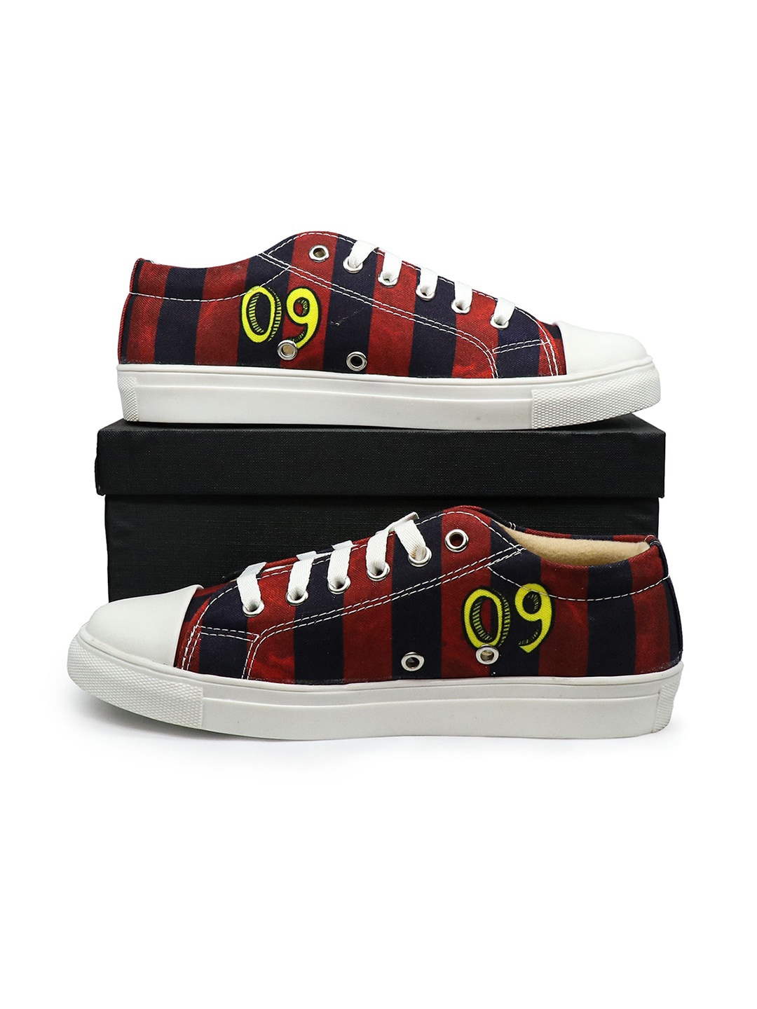 

KobSook Women Striped Lightweight Canvas Sneakers, Red